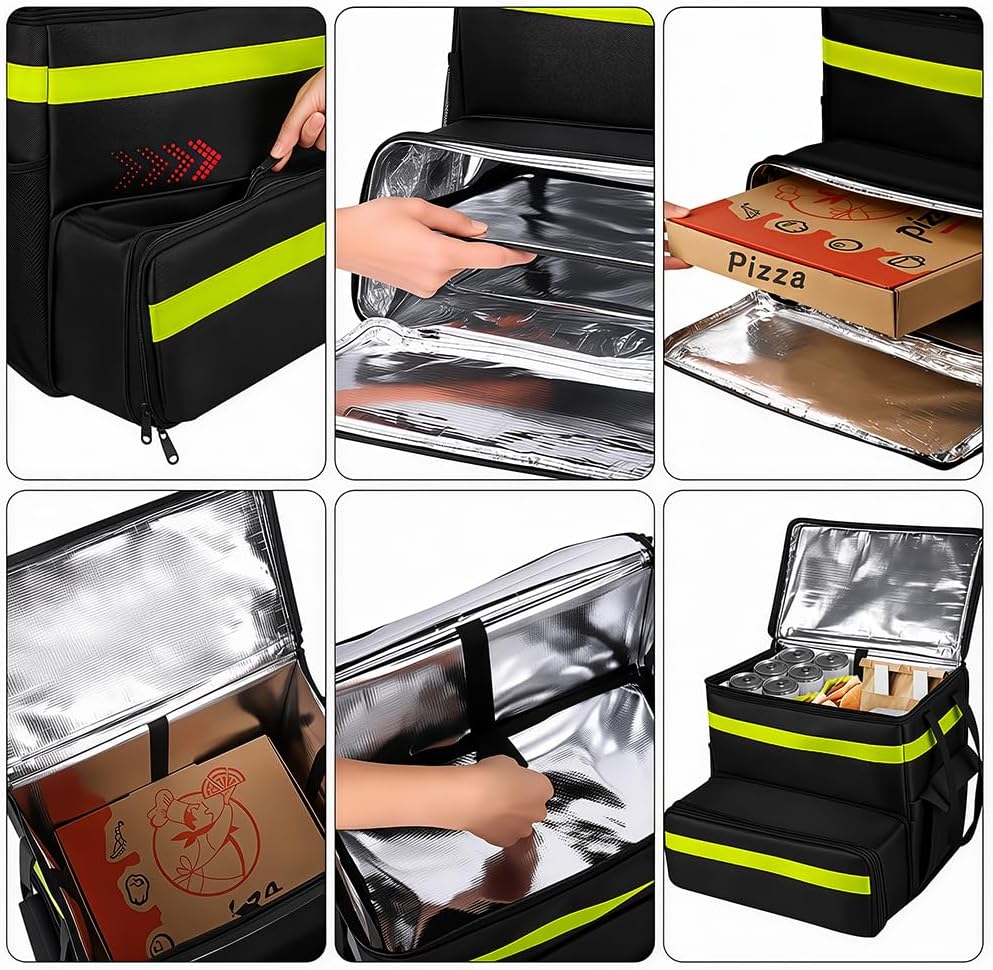 Insulated Food Delivery Backpack with Cup Holders, Expandable Bag
