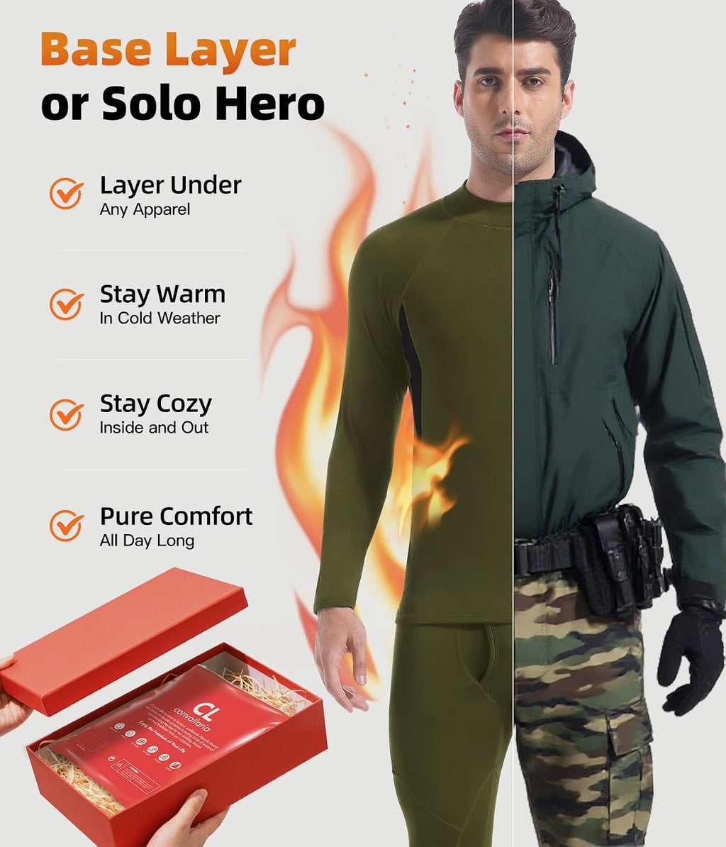 Mens Thermal Underwear Long Johns Set Cold Weather Hunting Base Layer