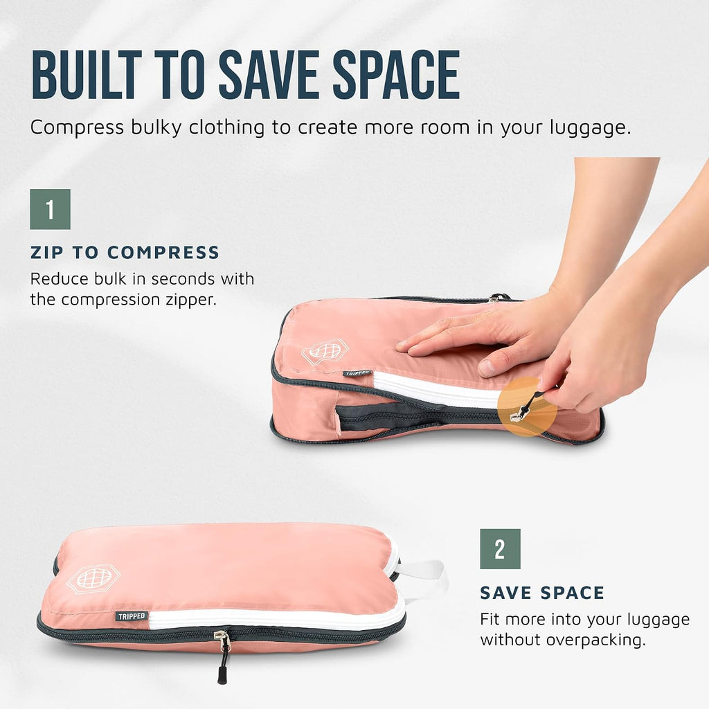 TRIPPED Travel Gear Large Compression Packing Cubes 7-Piece Set for Travel