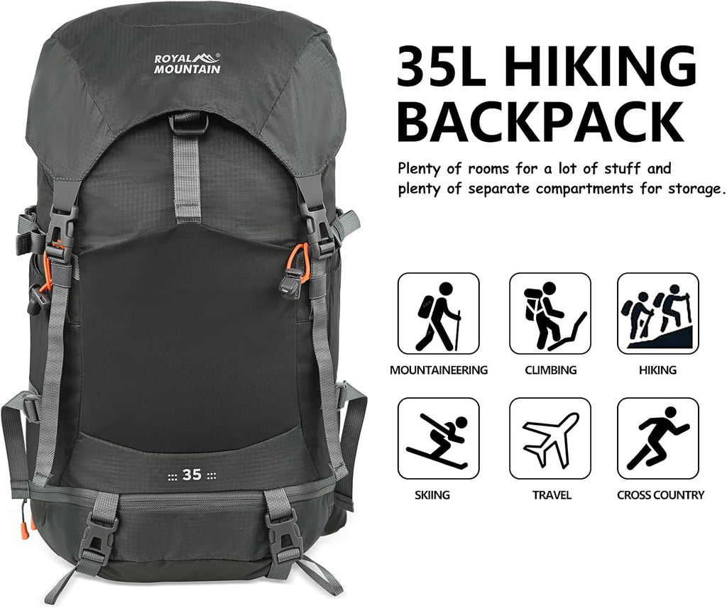 Hiking Backpack for Women Men,30+5L Waterproof Camping Backpacking Backpack