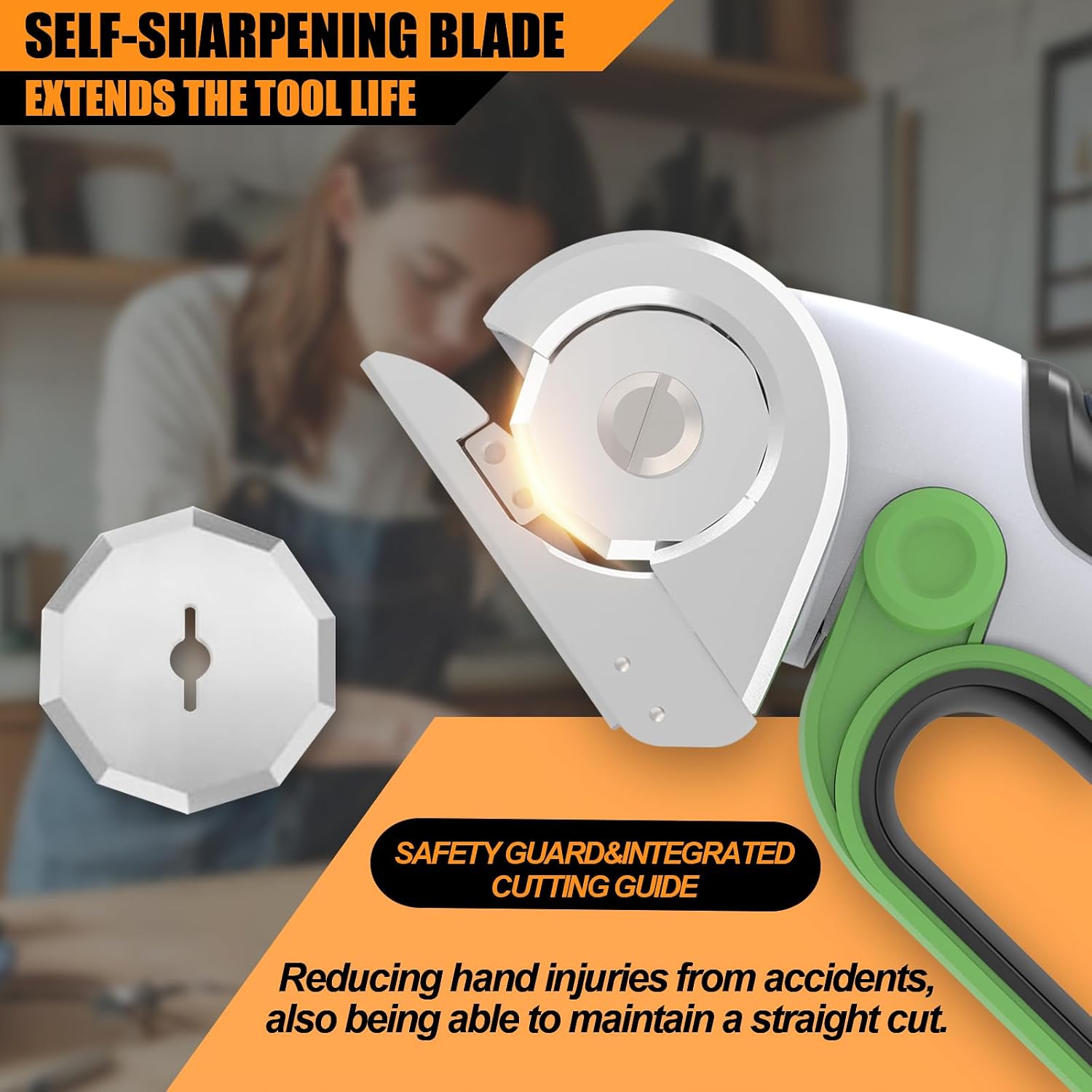 ZEITE 4V Cordless Electric Scissors Cardboard Cutter with 1 x Replace Blade,1 x Storage Box,1 x USB Rechargeable Cable Rotary Cutter for Box Plastic Carpet Cloth, Easy to Hold and Safety,Gray