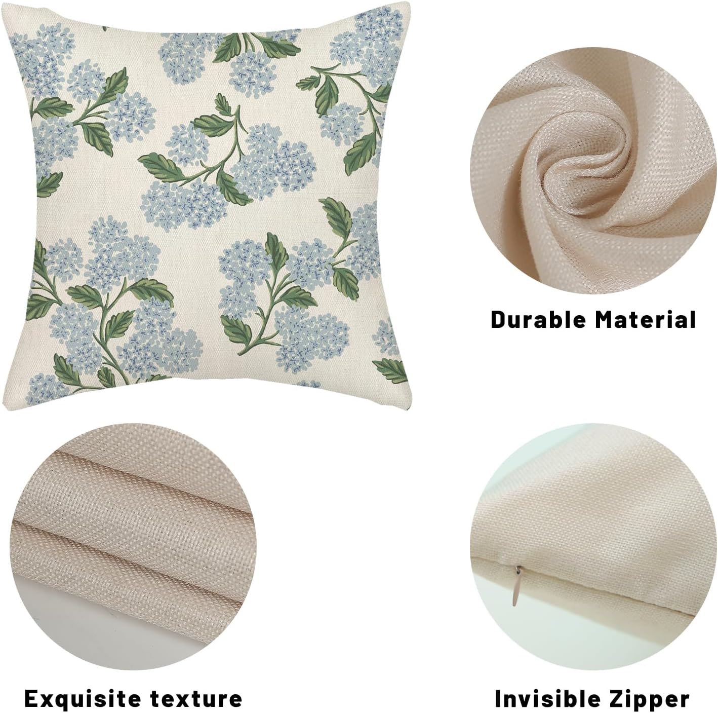 Floral Outdoor Pillow Covers 18x18 Inch Set of 2 Blue Green