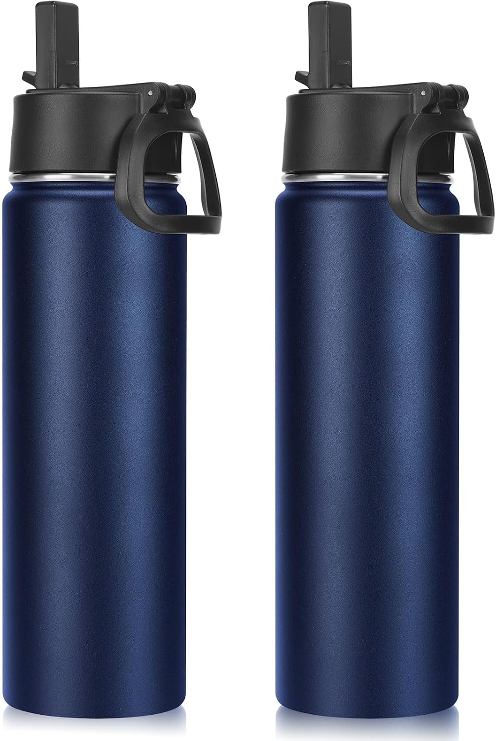 Neihepal 22 oz Insulated Water Bottles Bulk, Stainless Steel Water Bottles Bulk with Leak Proof Straw Lid, Wide Mouth Double Walled Vacuum Keeps Cold and Hot (Eight Color,8 Pack)
