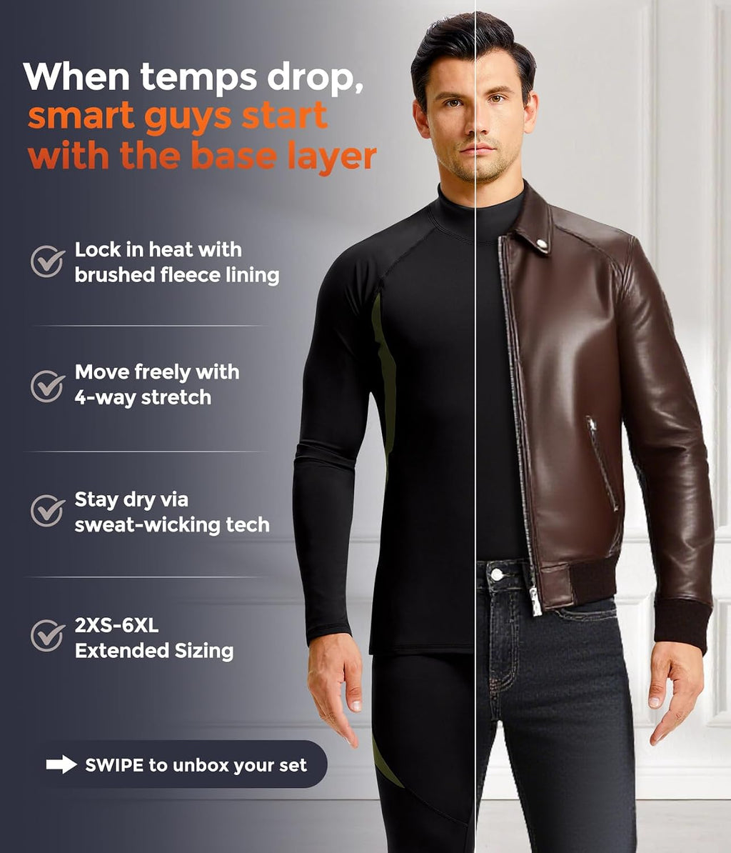 Mens Thermal Underwear Long Johns Set Cold Weather Hunting Base Layer