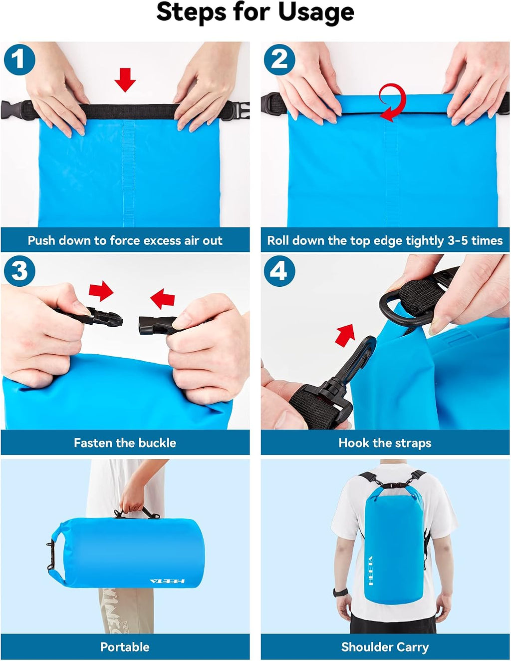 HEETA Waterproof Dry Bag Backpack with Emergency Whistle 5L/10L/20L/30L/40L