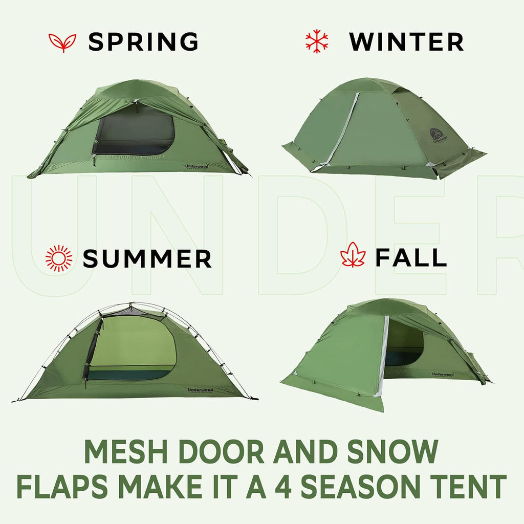 1/2 Person 4 Season Backpacking Tent, Lightweight Waterproof Winter Tent
