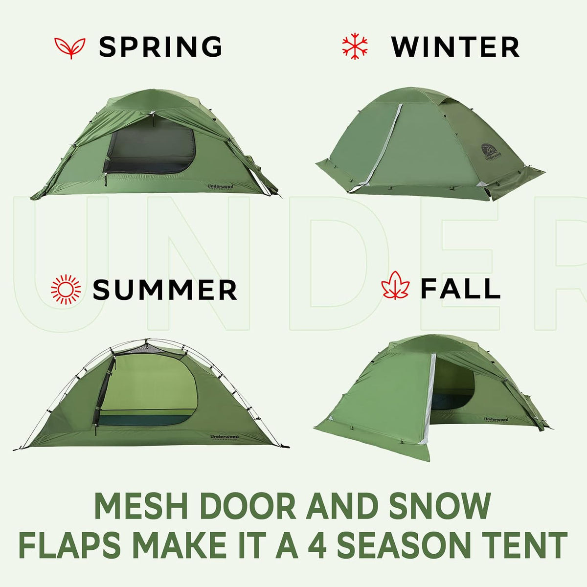 1/2 Person 4 Season Backpacking Tent, Lightweight Waterproof Winter Tent