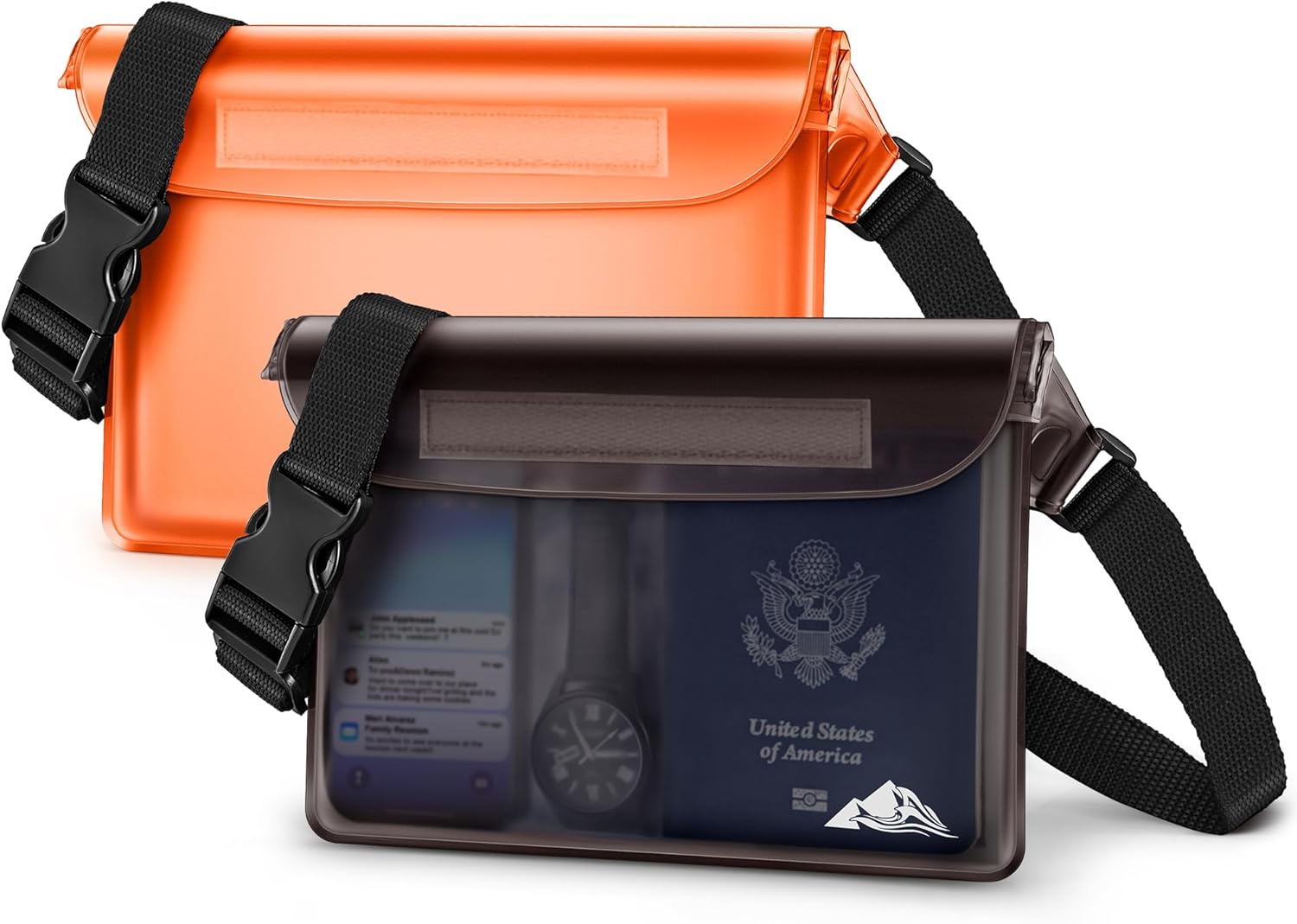 HEETA 2-Pack Waterproof Fanny Pack Pouch Dry Bag for Phone Passport Purse | Adjustable Waist Strap, for Swimming Kayaking Boating Paddle Board Accessories Camping Beach Vacation Cruise Ship Essentials