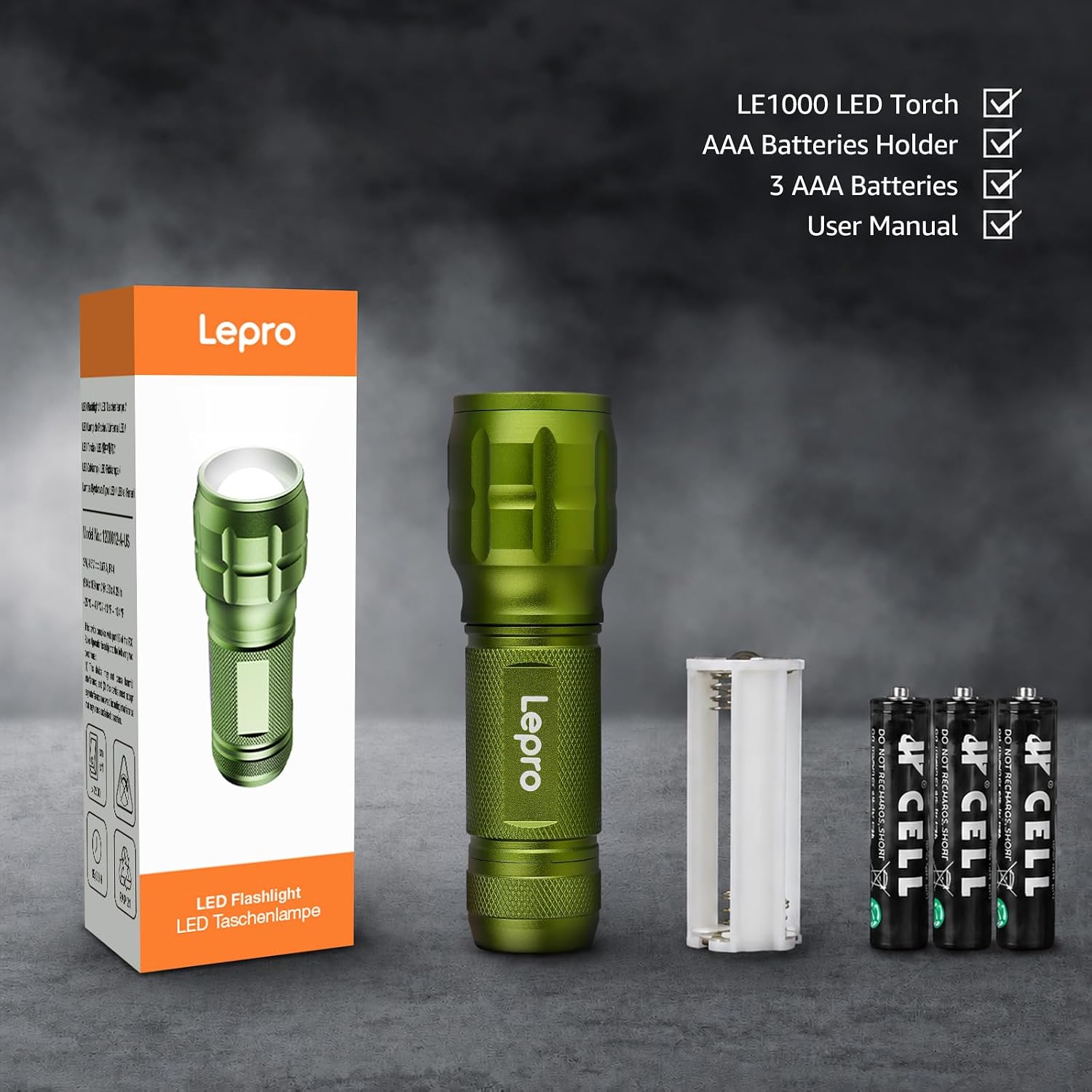 Lepro Lighting Ever LED Flashlight, High Lumens Waterproof Adjustable Focus