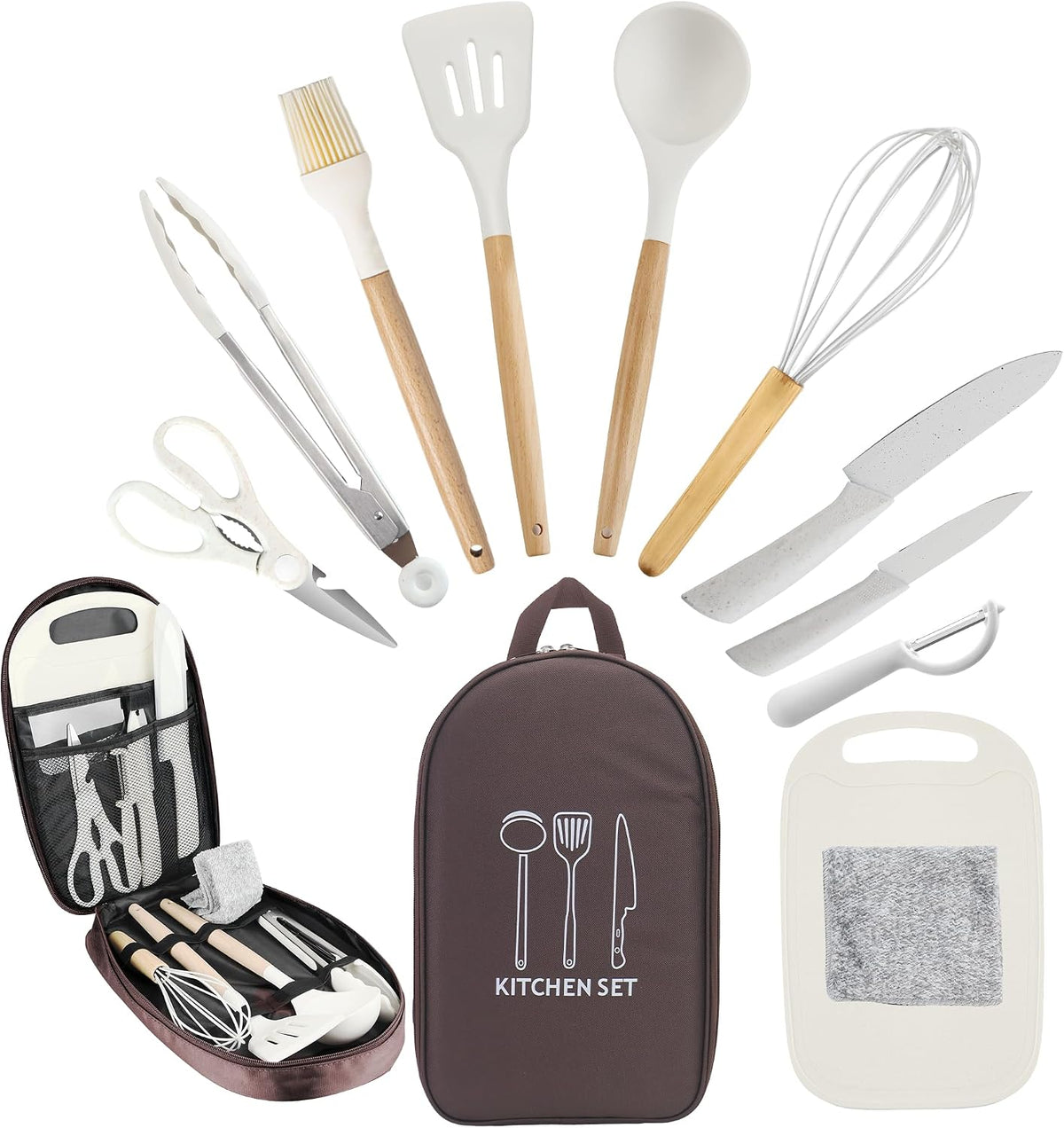 Camping Cooking Utensils Set, Silicone Cookware for Travel BBQ