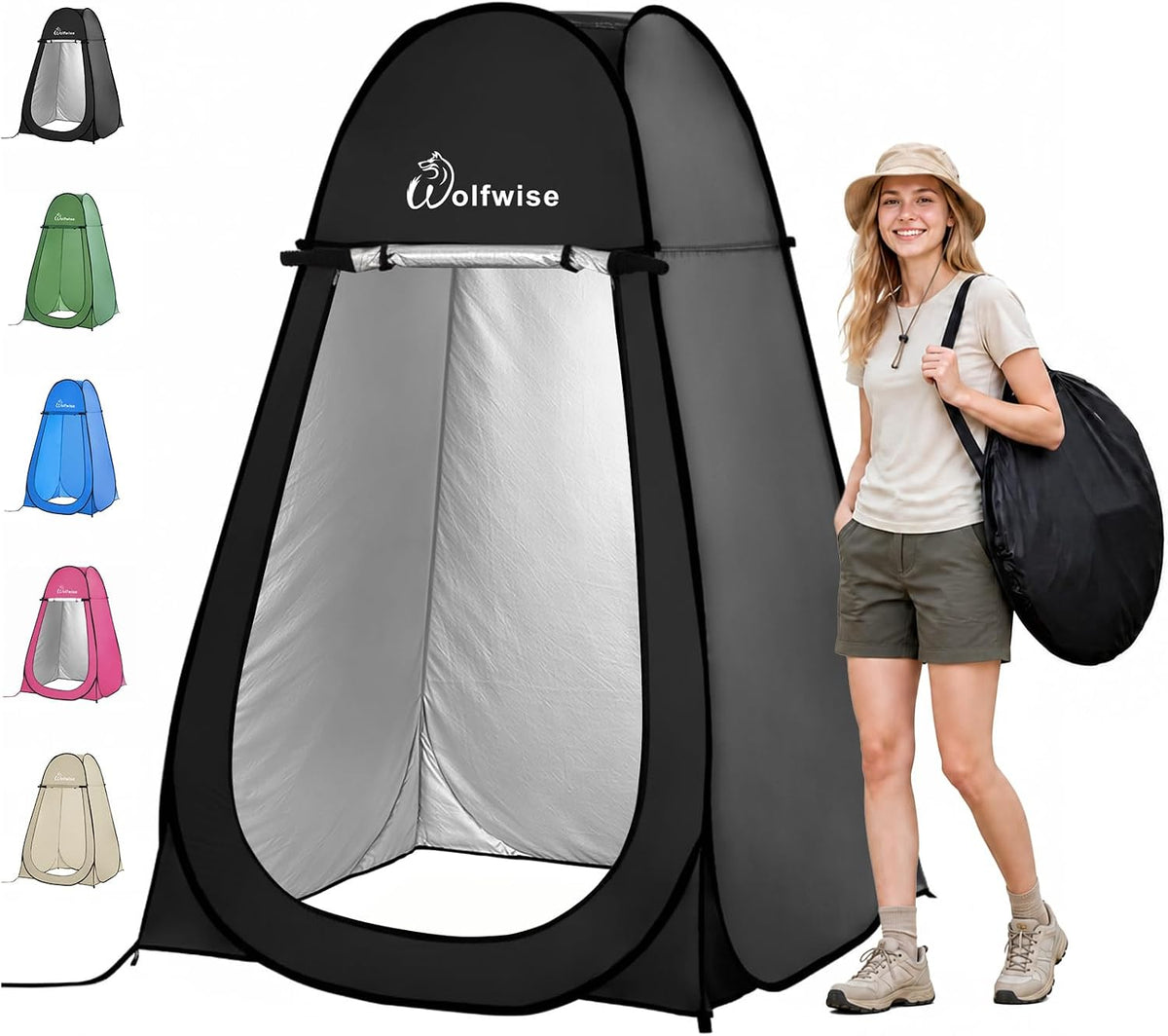 WolfWise Pop Up Shower Tent for Camping Essentials, Compact & Lightweight