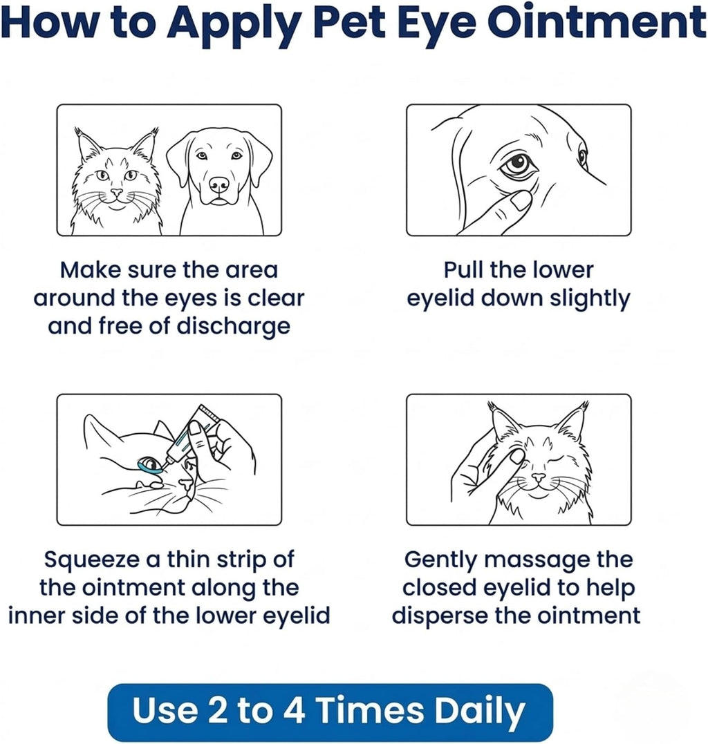 Pet Eye Cream – Vet-Formulated Dog Eye Infection Treatment, Pink Eye Relief, Conjunctivitis Relief, Dry Eyes &amp; Red Eye, Tear Stain Remover for Dogs, Cats, Cattle, Sheep, Horses – 1 Tube
