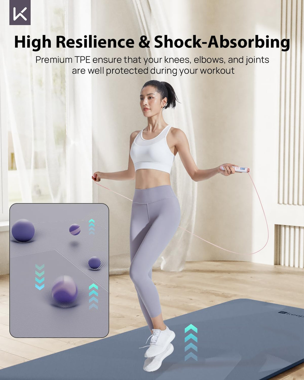 KEEP Extra Wide Yoga Mat, 7mm Thick 72" x 32" Exercise Mat