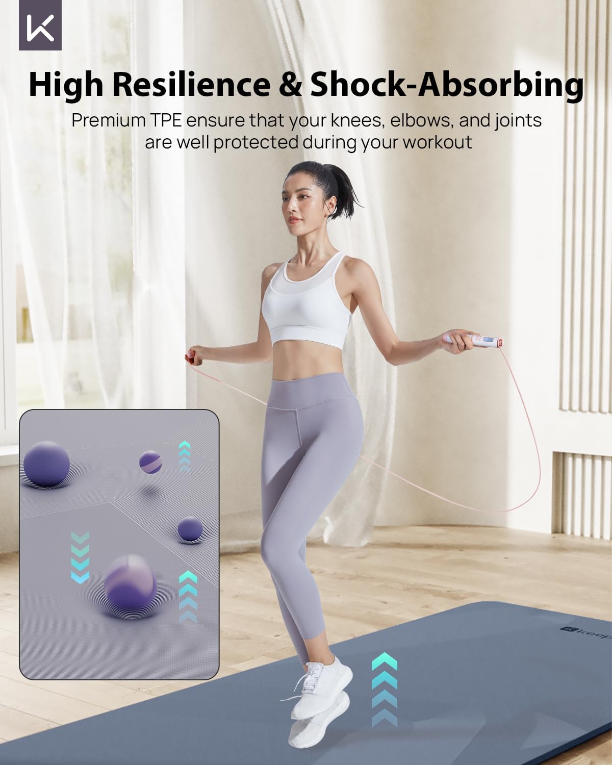 KEEP Extra Wide Yoga Mat, 7mm Thick 72" x 32" Exercise Mat