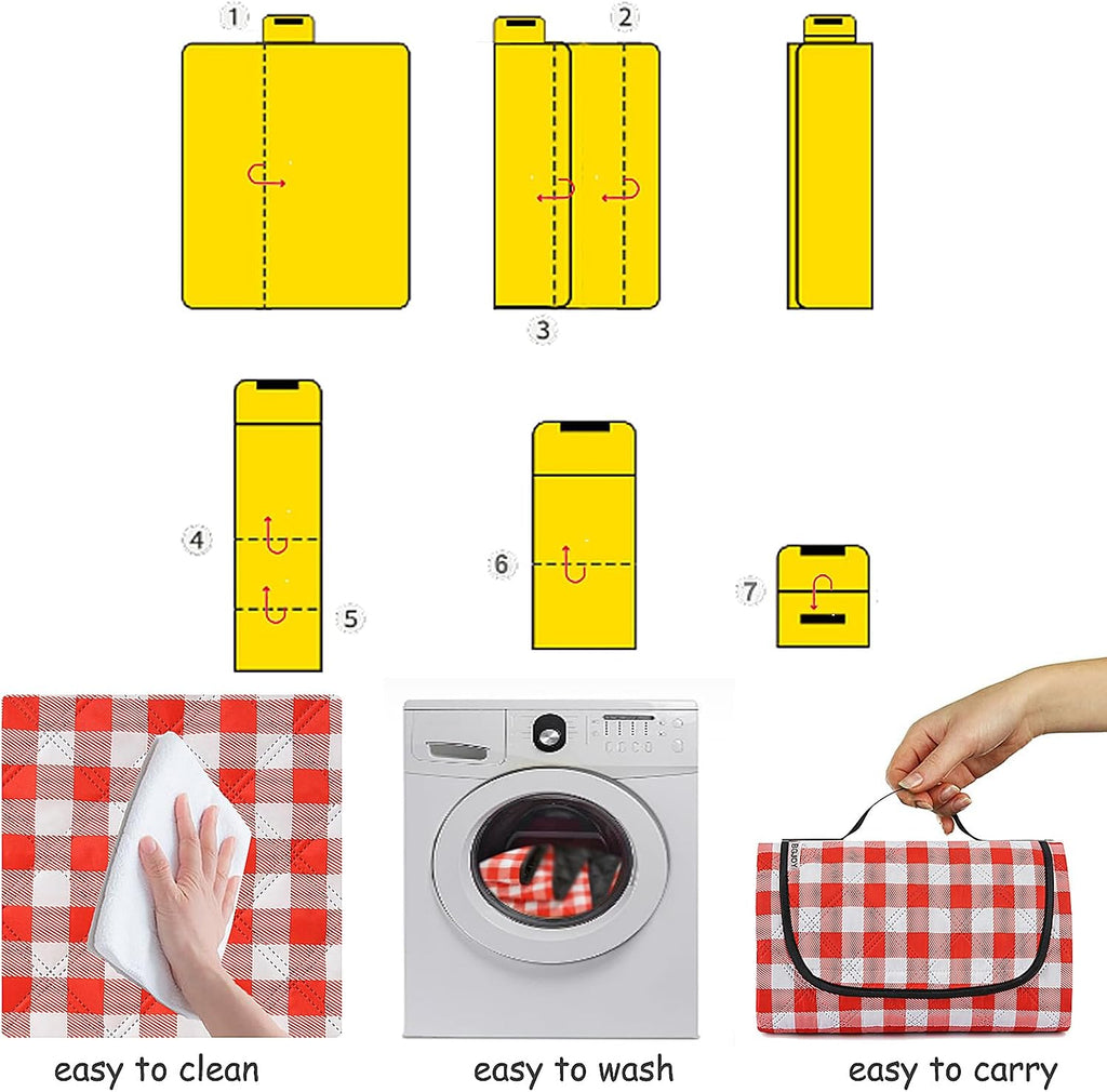 Large Picnic Blanket Beach Blanket Waterproof Sandproof Outdoor Blanket Foldable Beach Mat Sandfree Handy Mat with Carry Strap Lightweight Beach Mat fit 2 to 4 Adults for Beach Grass Lawn Park