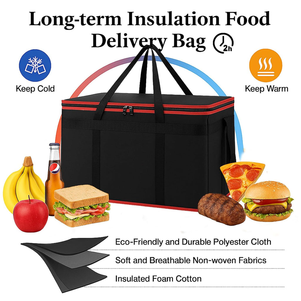 Bodaon 3 Pack Insulated Food Delivery Bags with Hard Bottom, XXXL Cooler