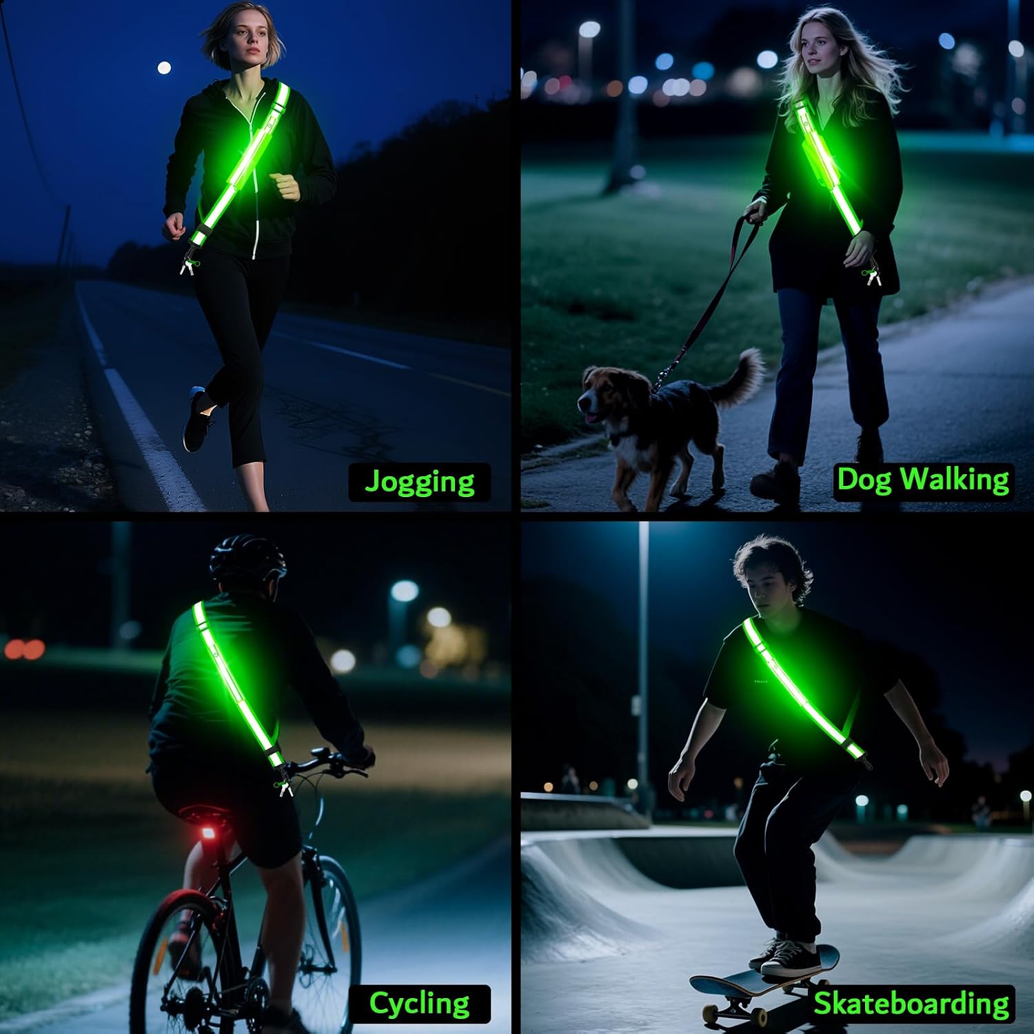 LED Reflective Night Walking Safety Gear,Adjustable Walking Light Belt, for Night Dog Walking,High Visibility Safety Lights for Walking at Night for Men Women Jogging Running Biking