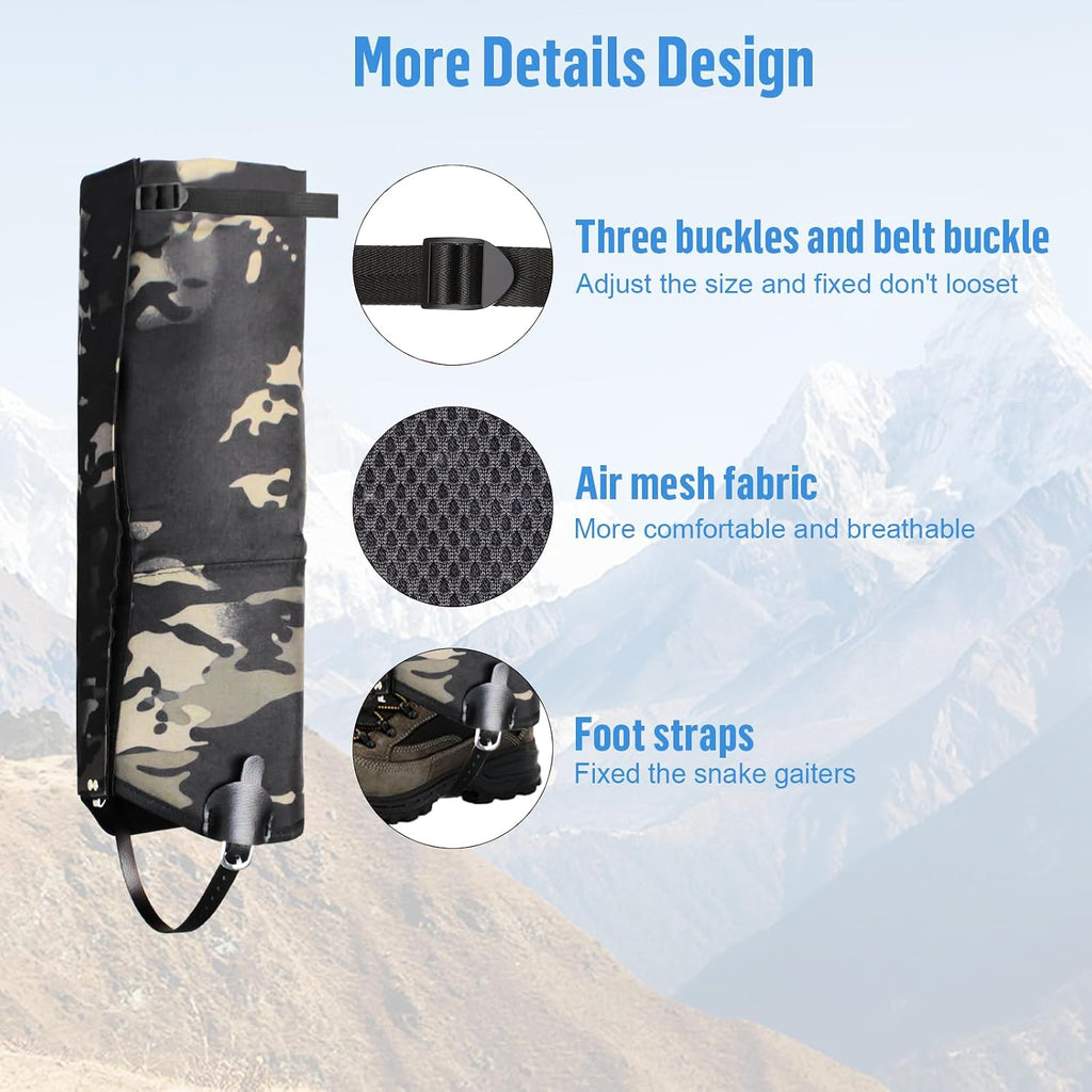 Leg Gaiters - Waterproof Snake Gaiters Snake Chaps, HIGH-Performance Leg Gaiters Hiking Hunting Snow Boot Gaiters Snake Proof Gaiters Outdoor Boots Cover Legging Gaiters Fit for Men &amp; Women