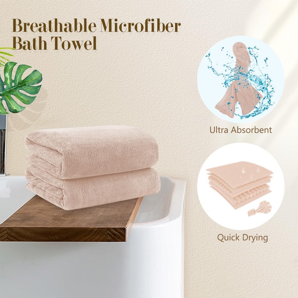 Orighty Bath Towels, Soft Feel Bath Towel, 2 Pack (27'' x 54'')