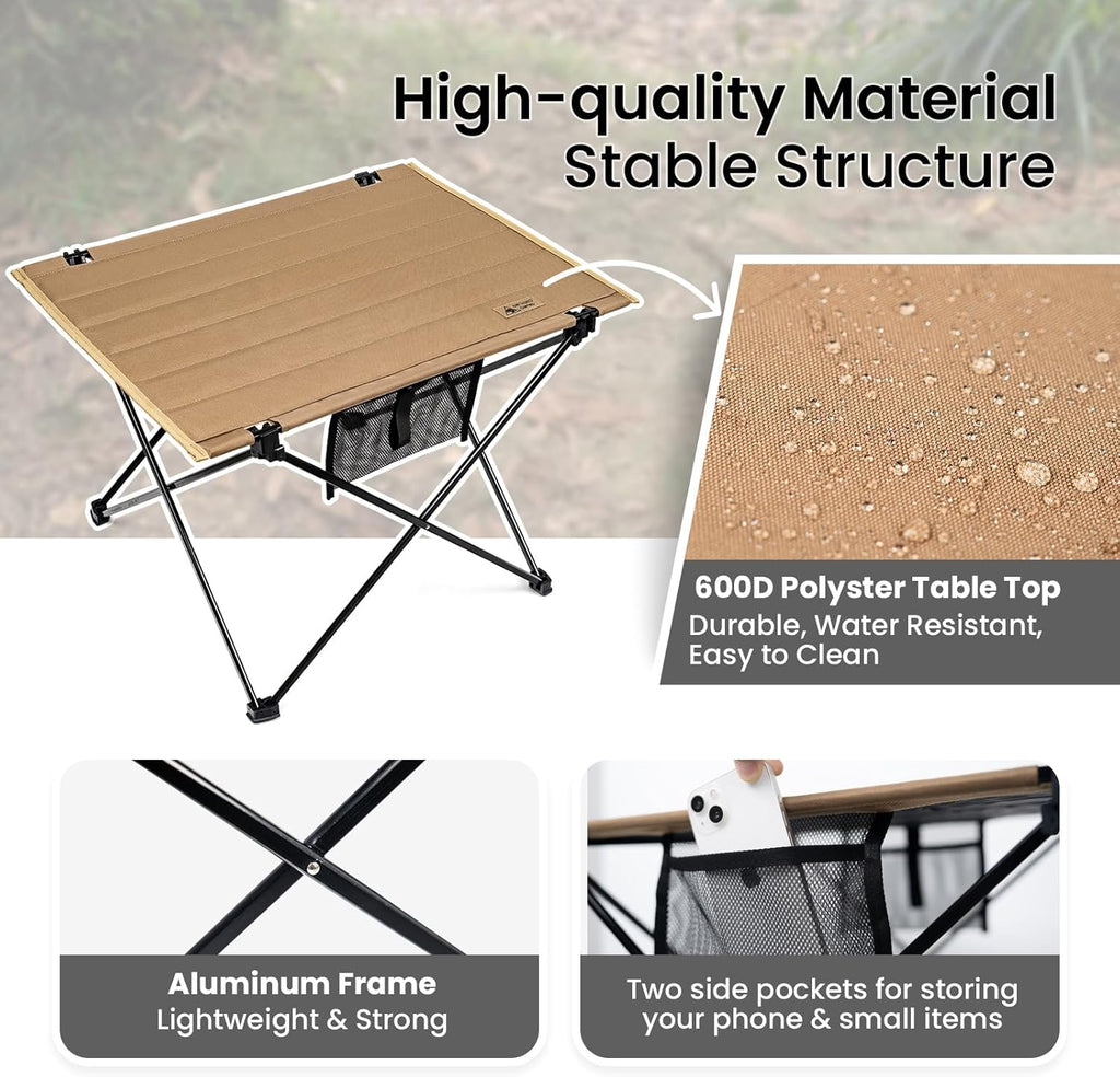 ONETIGRIS Foldable Camping Table, Lightweight Portable Table Sturdy & Quick Setup, Holds Up to 66 lbs, Perfect for Camping, Hiking, Backpacking, Picnic, Beach, Travel