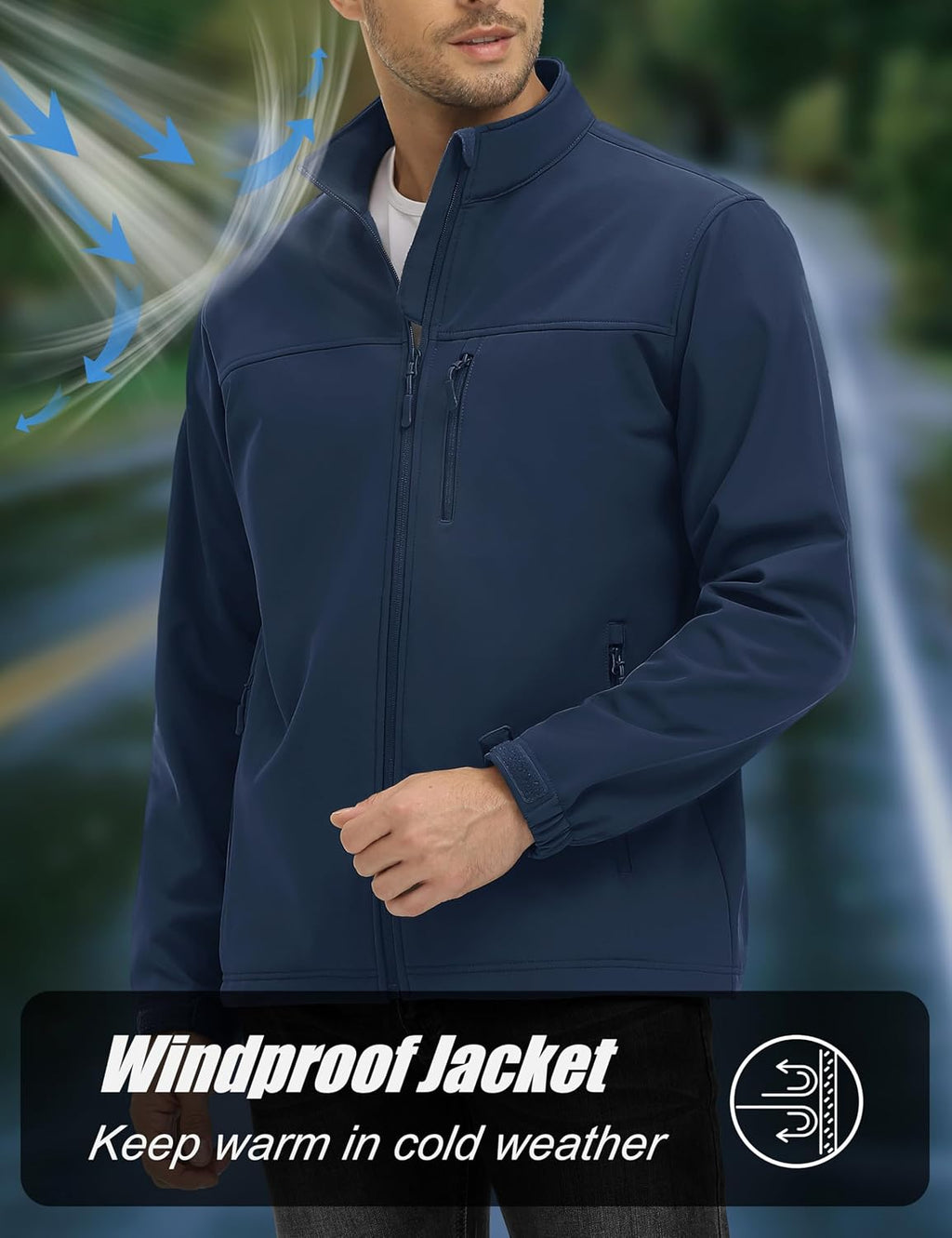 MAGCOMSEN Mens Lightweight Softshell Jacket Fleece Tactical Waterproof Coat