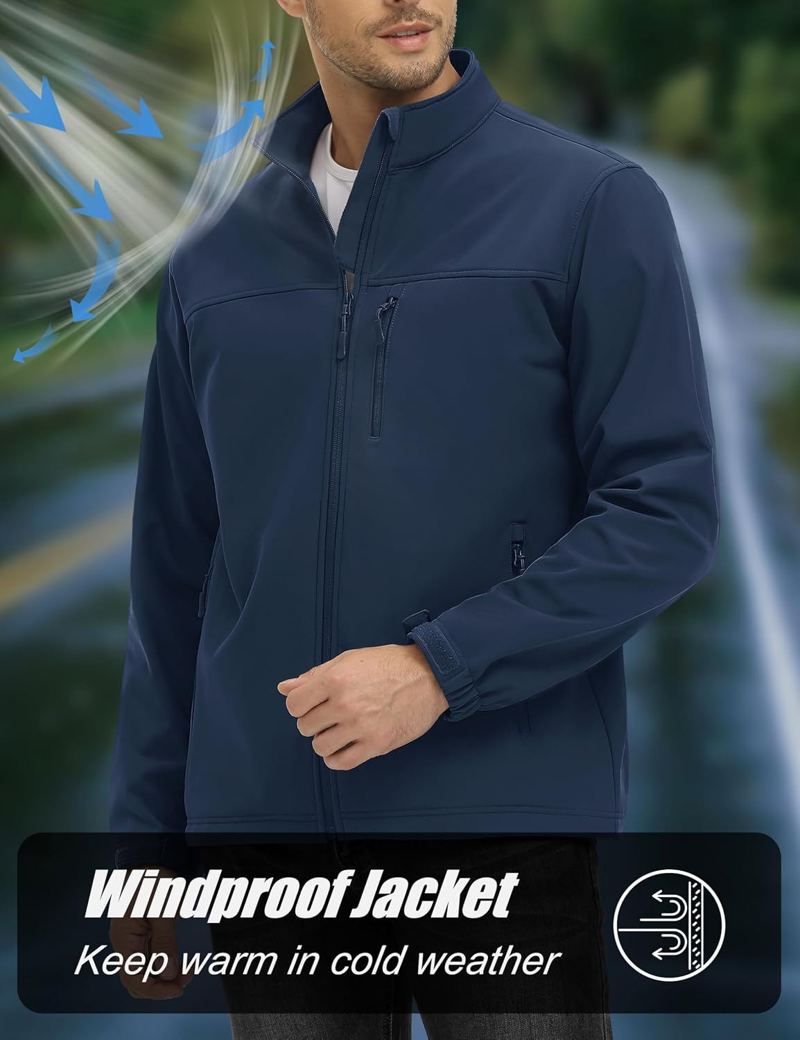 MAGCOMSEN Mens Lightweight Softshell Jacket Fleece Tactical Waterproof Coat