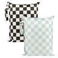 Tiny Twinkle Mess Proof Wet Bags | 2-Pack Reusable Waterproof Wet Bags for Swimsuits | Baby Clothes | Travel & Diaper Bag (Black, Green Checkers)