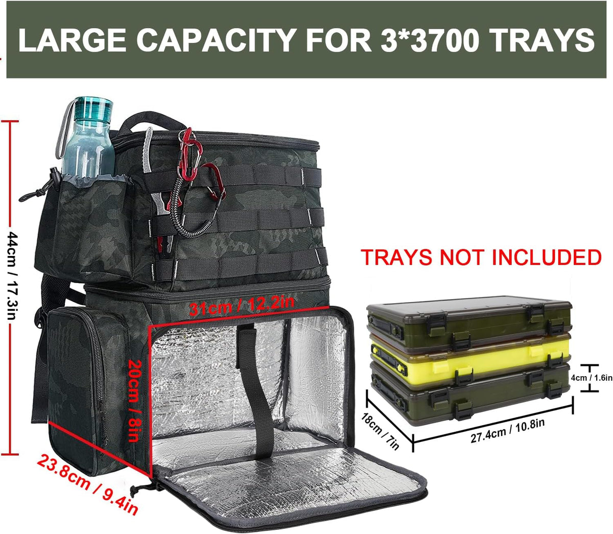 MATEIN Fishing Backpack, Tackle Storage Bag with Rod Holders & Cooler