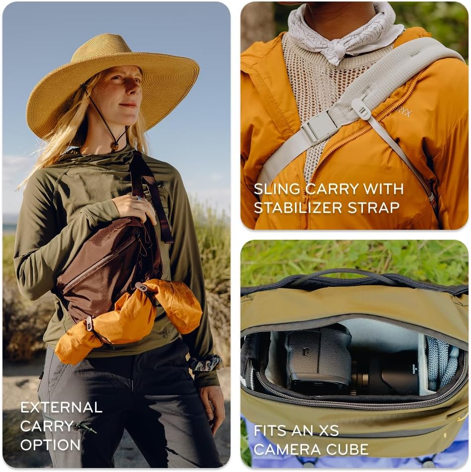 Peak Design Outdoor Sling 7L, Cloud, Padded Adjustable Shoulder Strap for Crossbody or Waist Carry, 10 Pockets, Ideal for Carrying Cameras and Essentials, Versatile Sling Bag for Men and Women