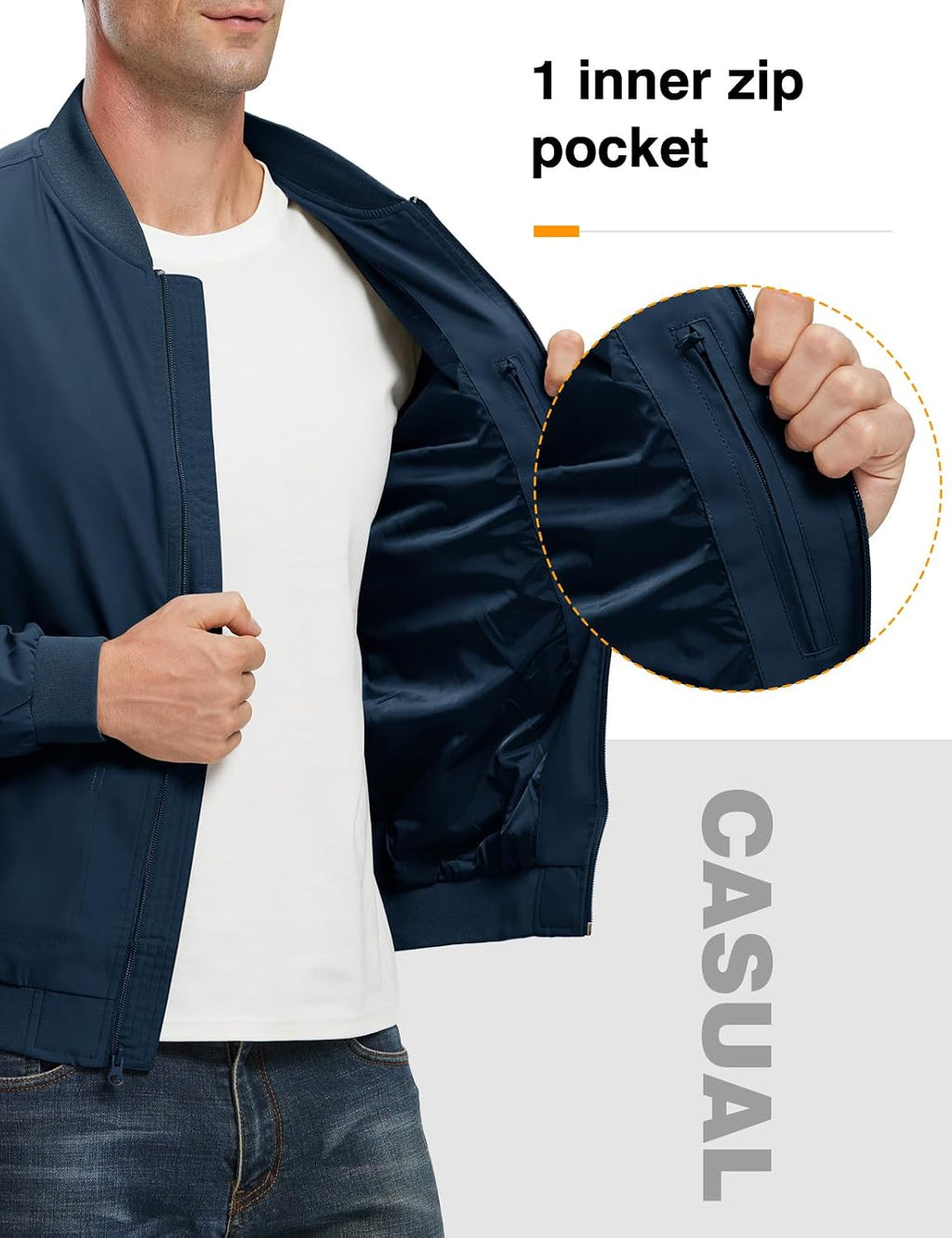 TBMPOY Men's Lightweight Jackets Casual Dress Golf Bomber Windbreaker Fall
