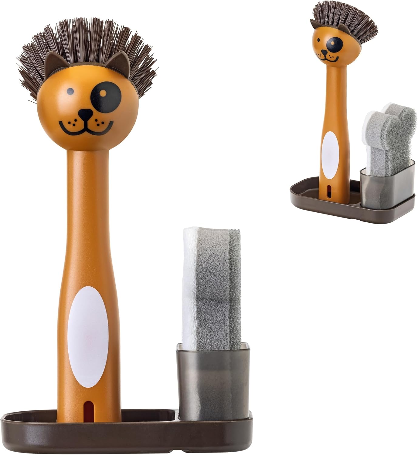 Pet Bowl Cleaner Set with Dog Bowl Brush, Dog Sponge, Holder & Drain Tray