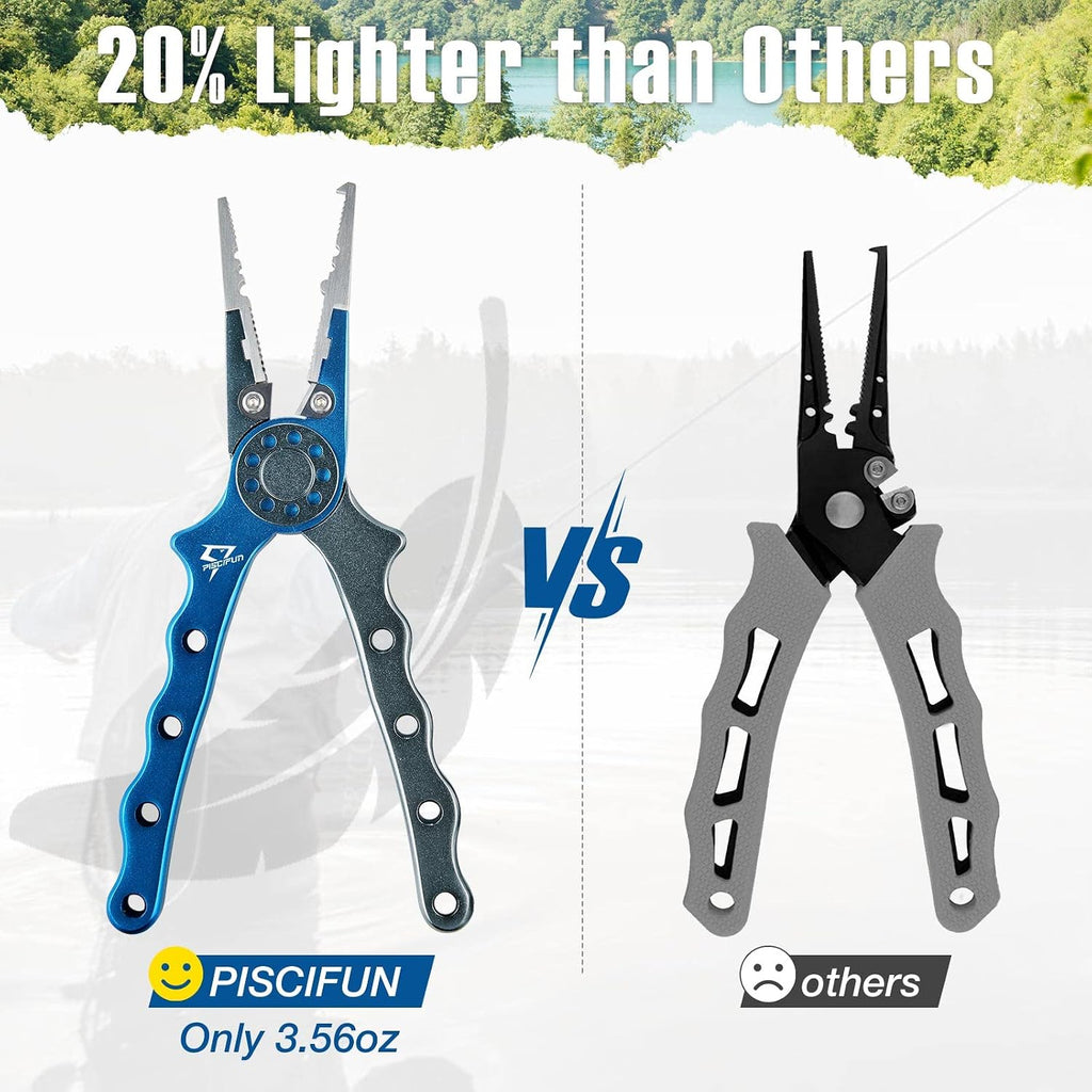 Piscifun Saltwater Fishing Pliers, Aluminum, Split Ring, Braid Cutter