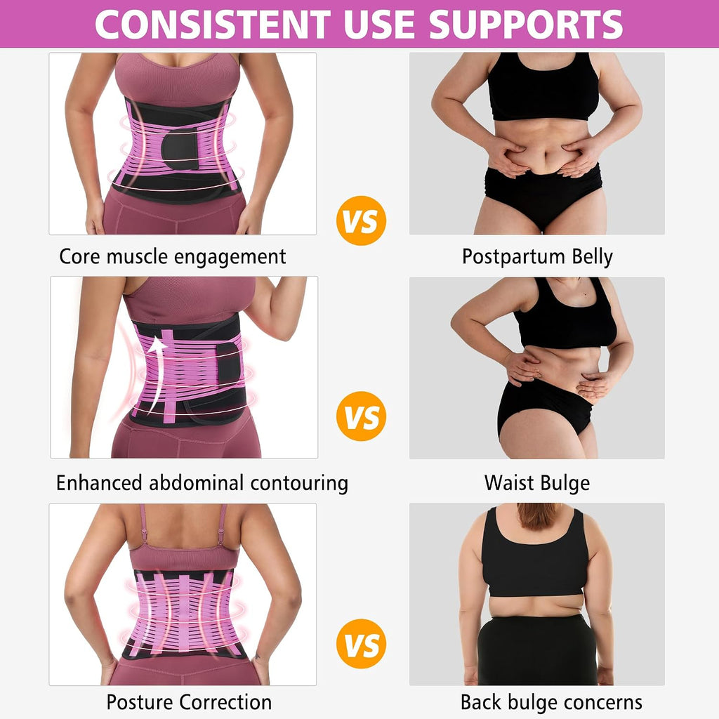 KOOCHY Waist Trainer For Women Men,Adjustable Sweat Band Tummy Control Belt,Waist Trimmer for Weight Loss Workout Fitness Gym