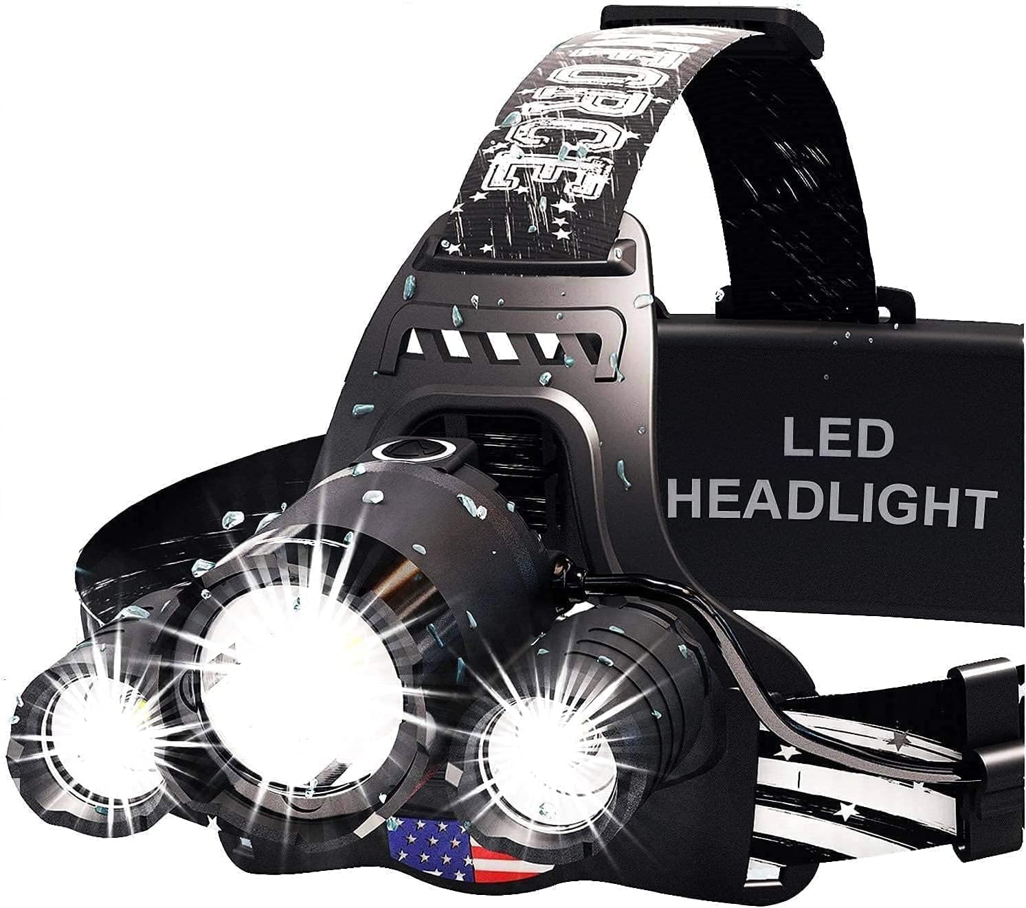 DanForce Headlamp. USB Rechargeable LED Head Lamp. Ultra Bright LUMINUS 1080 Lumen Headlamp Flashlight + Red Light. HeadLamps for Adults, Camping, Outdoors & Hard Hat Light. Zoomable IPX54 Headligh