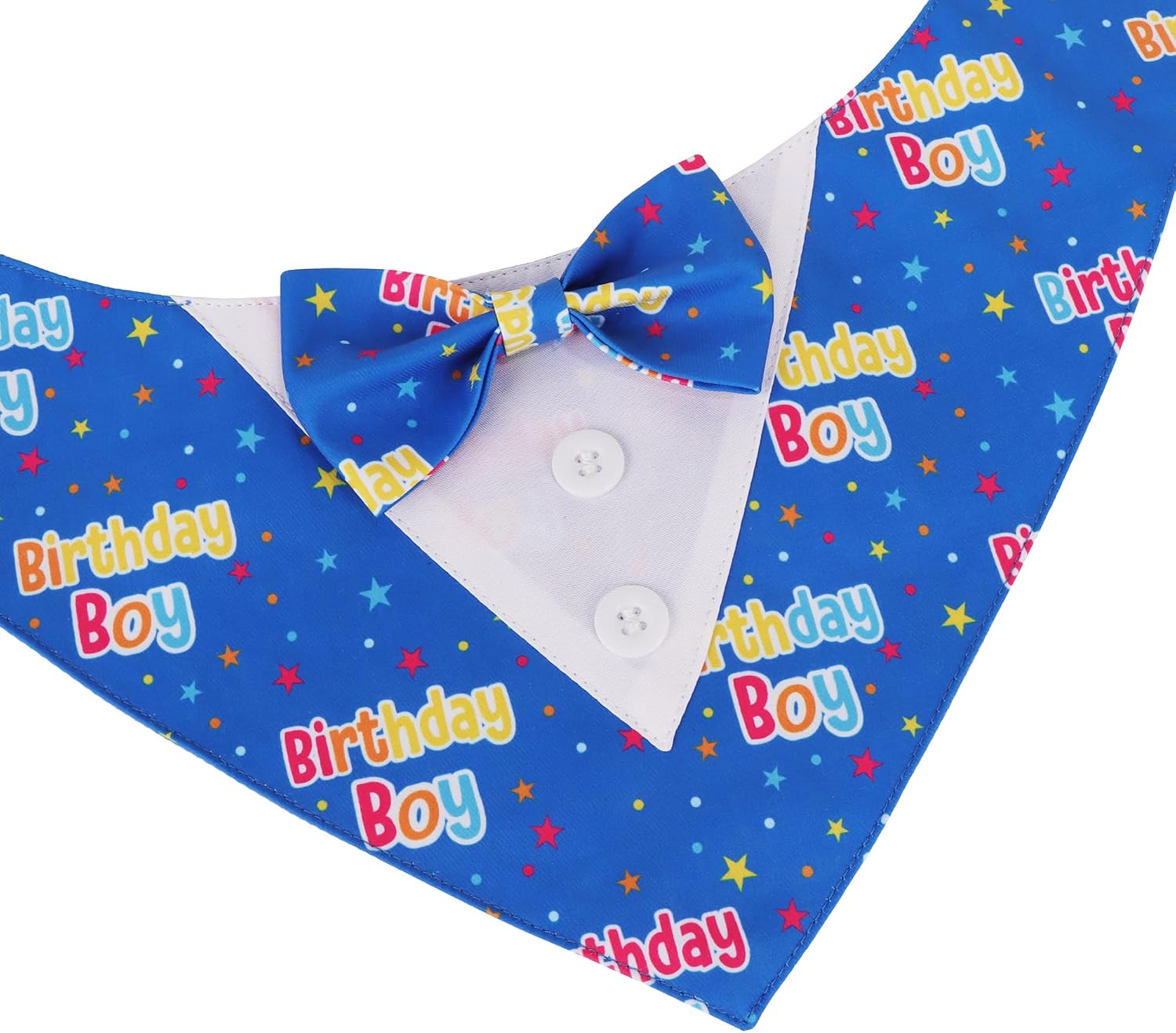 ADOGGYGO Birthday Dog Bandana with Bowtie, Blue Boy Dog Tuxedo, Large