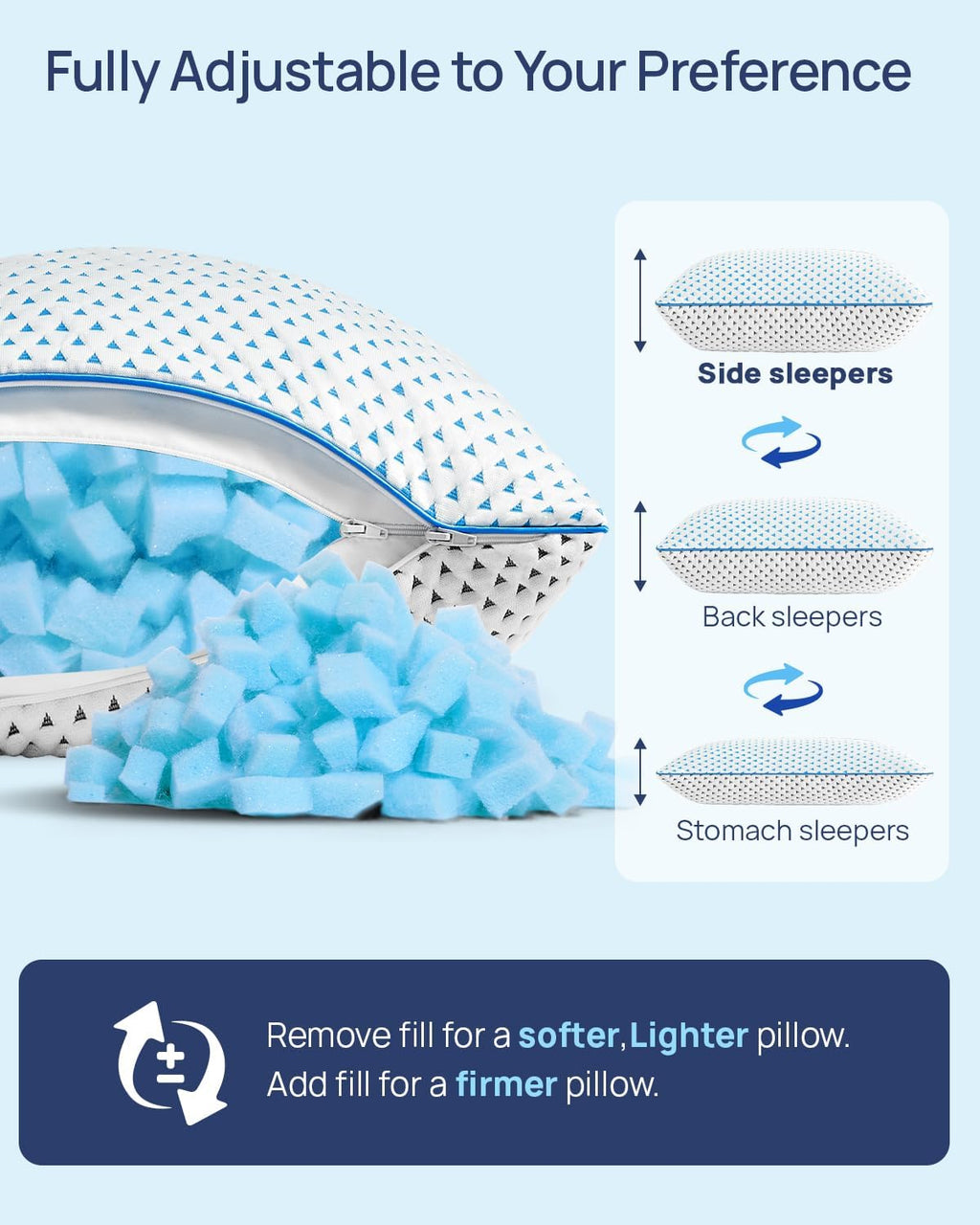 Adjustable Small Cooling Memory Foam Pillow for Travel, Camping & Airplane