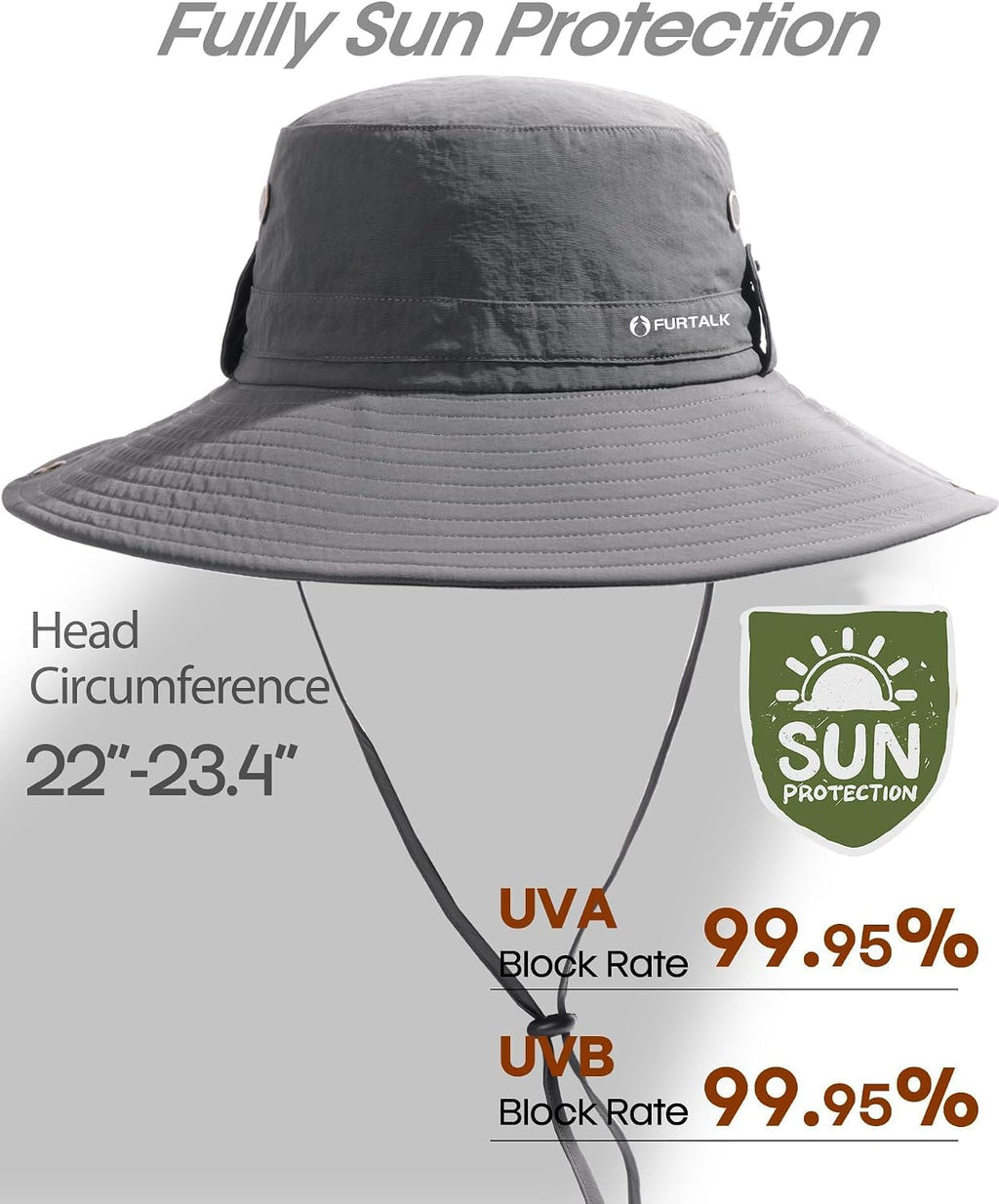 FURTALK Sun Hats for Men Fishing Hat UPF Protection Wide Brim Bucket Hat