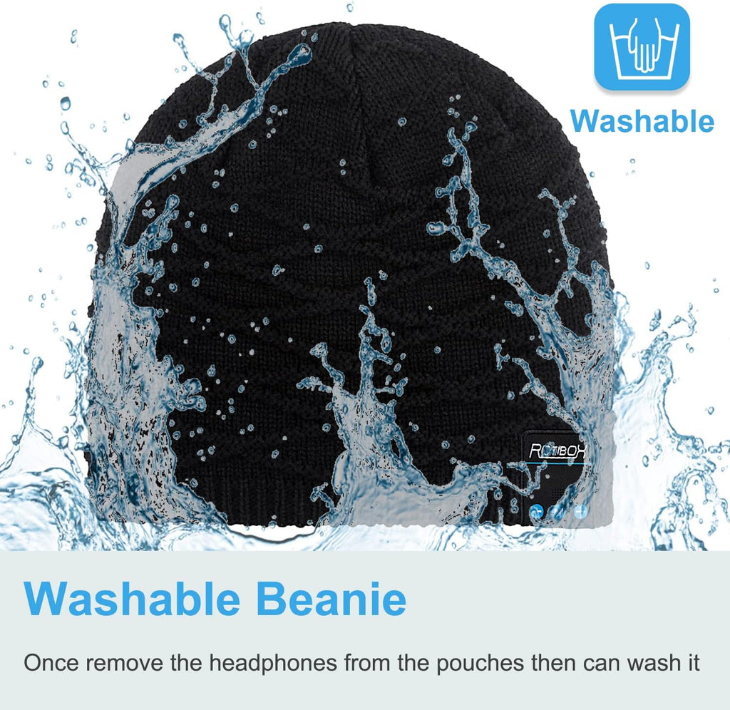 Rotibox Bluetooth Beanie Hat with Headphones for Outdoor Sports Xmas Gifts