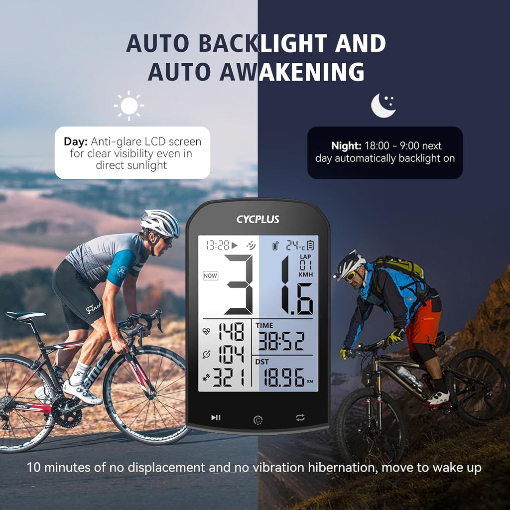 CYCPLUS GPS Wireless Bike Computer M1, 2.9" LCD Screen, IPX6, 1200mAh