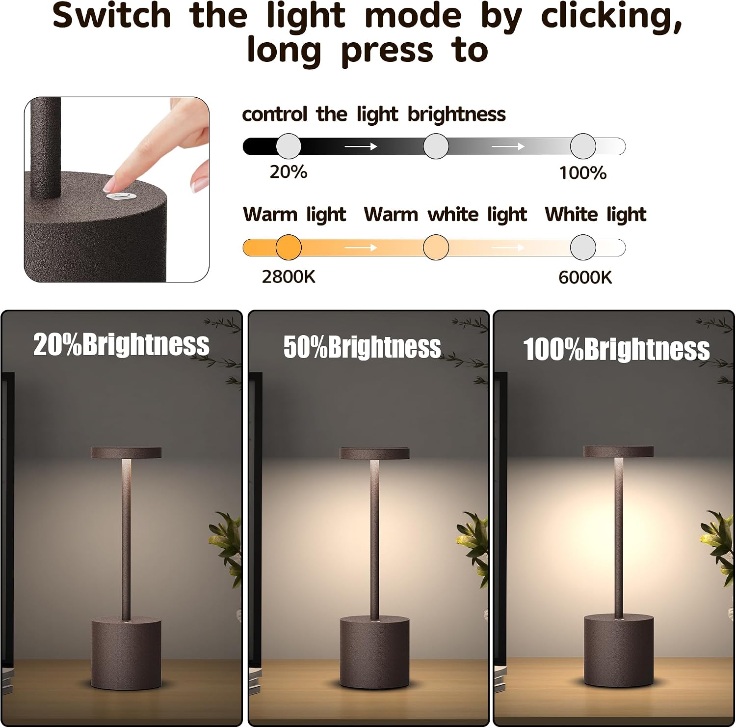 2Pack Cordless Rechargeable LED Restaurants Outdoor Table Lamp