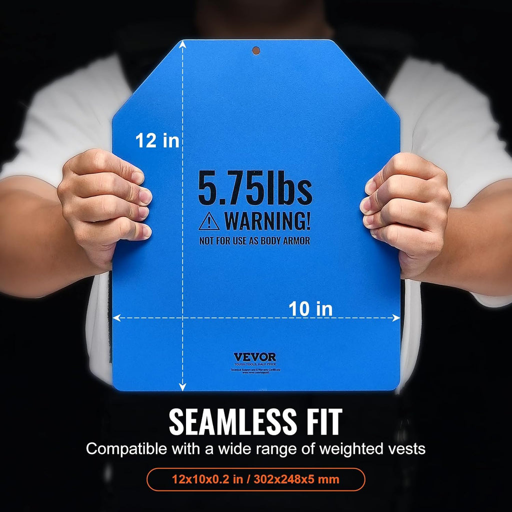 VEVOR Weight Vest Plates, 5.75 LB Pairs, Premium Steel Weighted plates, Contoured Ergonomic Fit – WODs, Additional Weight, for Strength Training, Running, Fitness, Heavy Workouts