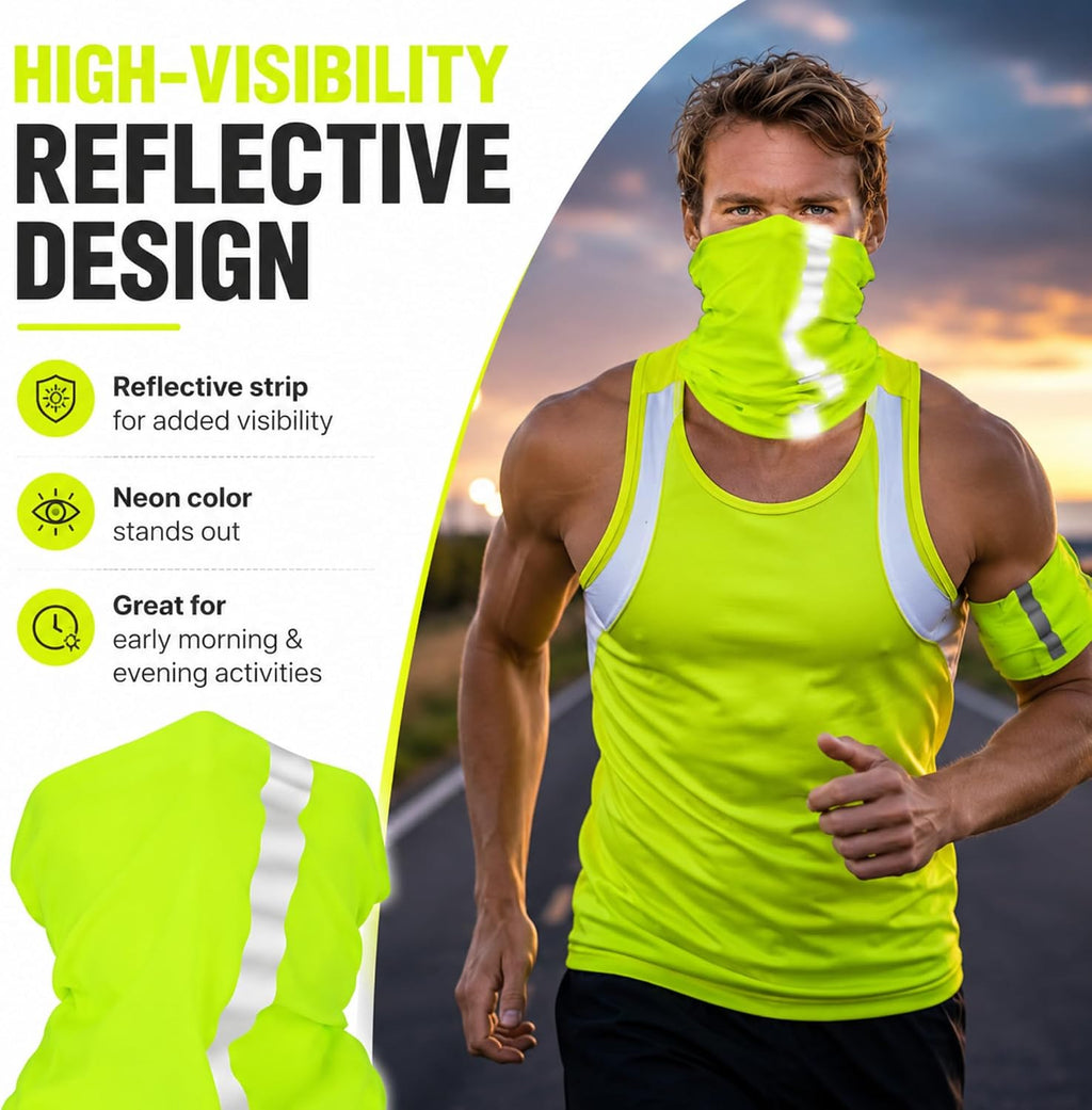 SATINIOR 8 Pack Reflective Neck Gaiters UV Protection Cooling Face Masks