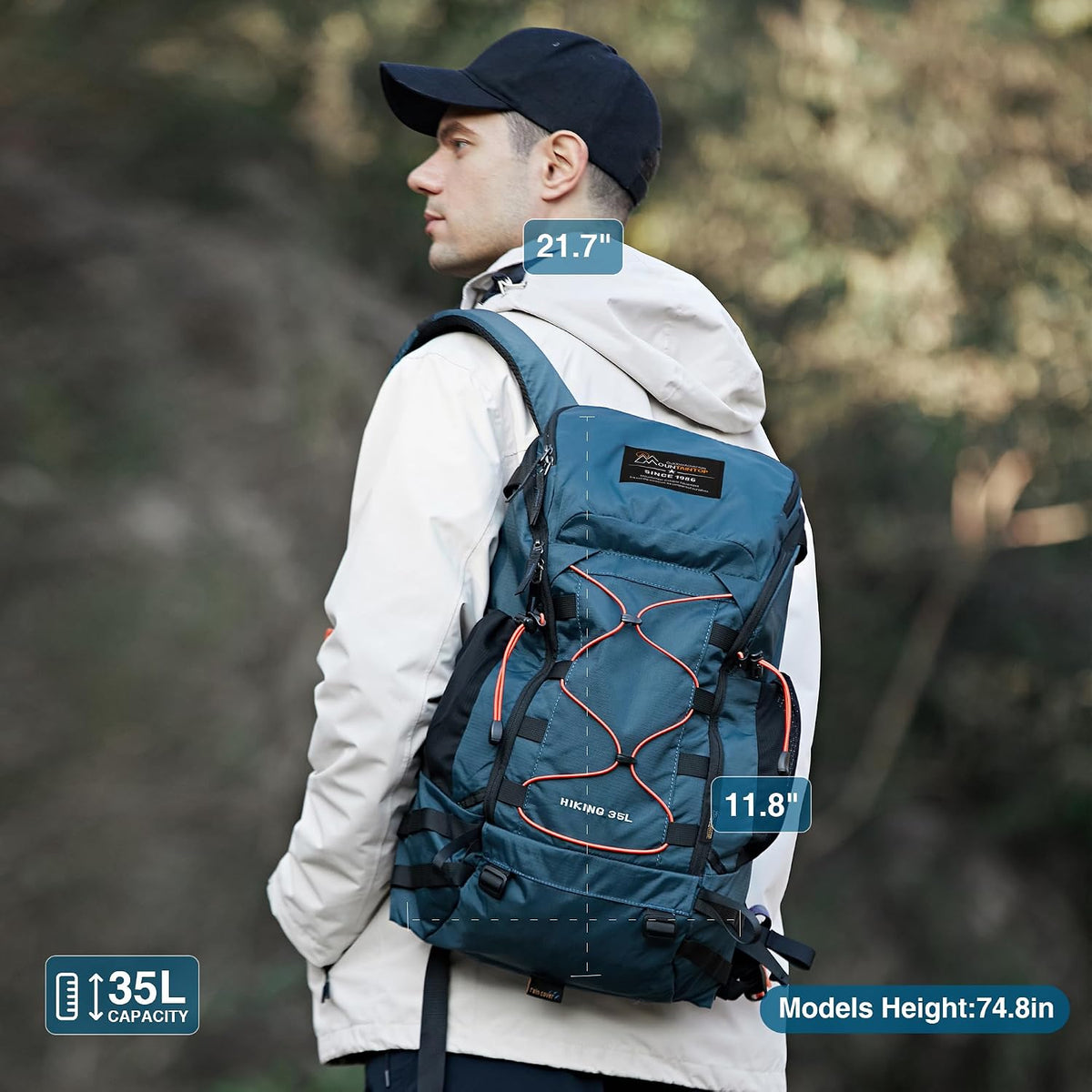 MOUNTAINTOP 35L Hiking Backpack, Lightweight Daypack with Rain Cover
