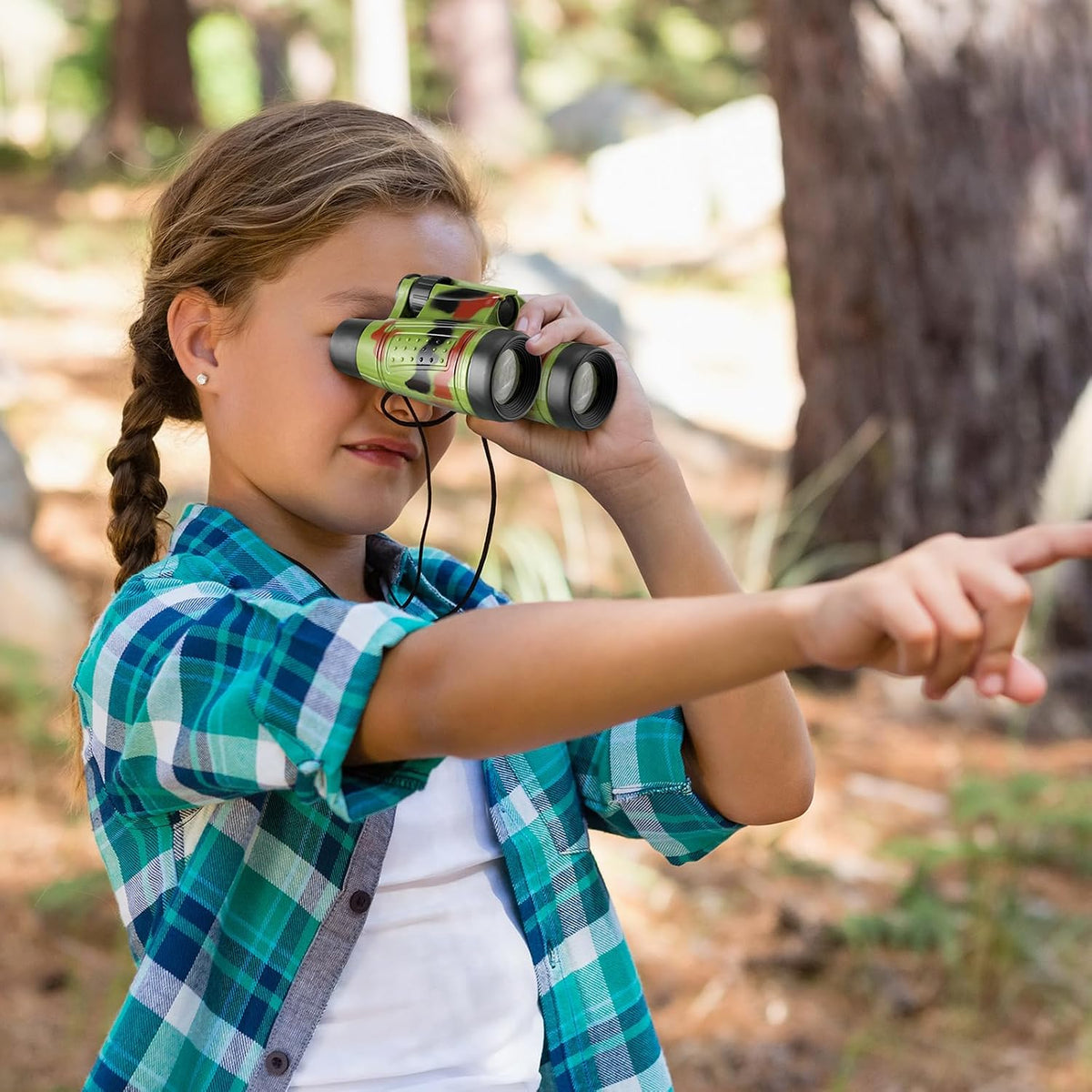 Deekin 16 Pack Kids Toy Binoculars with Neck String Party Favors,Camouflage