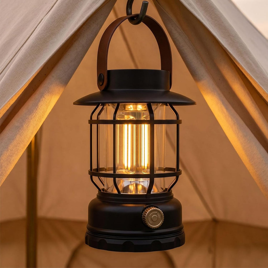 Rechargeable Camping Lights, 2-in-1 Solar Lanterns Outdoor Waterproof with Flashlight Mode, Collapsible Portable LED Camping Lantern for Camping Tent Hurricanes Power Outages Storm Indoor Outdoor