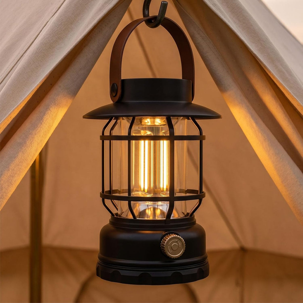 Rechargeable Camping Lights, 2-in-1 Solar Lanterns Outdoor Waterproof with Flashlight Mode, Collapsible Portable LED Camping Lantern for Camping Tent Hurricanes Power Outages Storm Indoor Outdoor