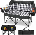 HOPERAN Double Camping Chair 800lbs Camping Couch Folding Loveseat, Black