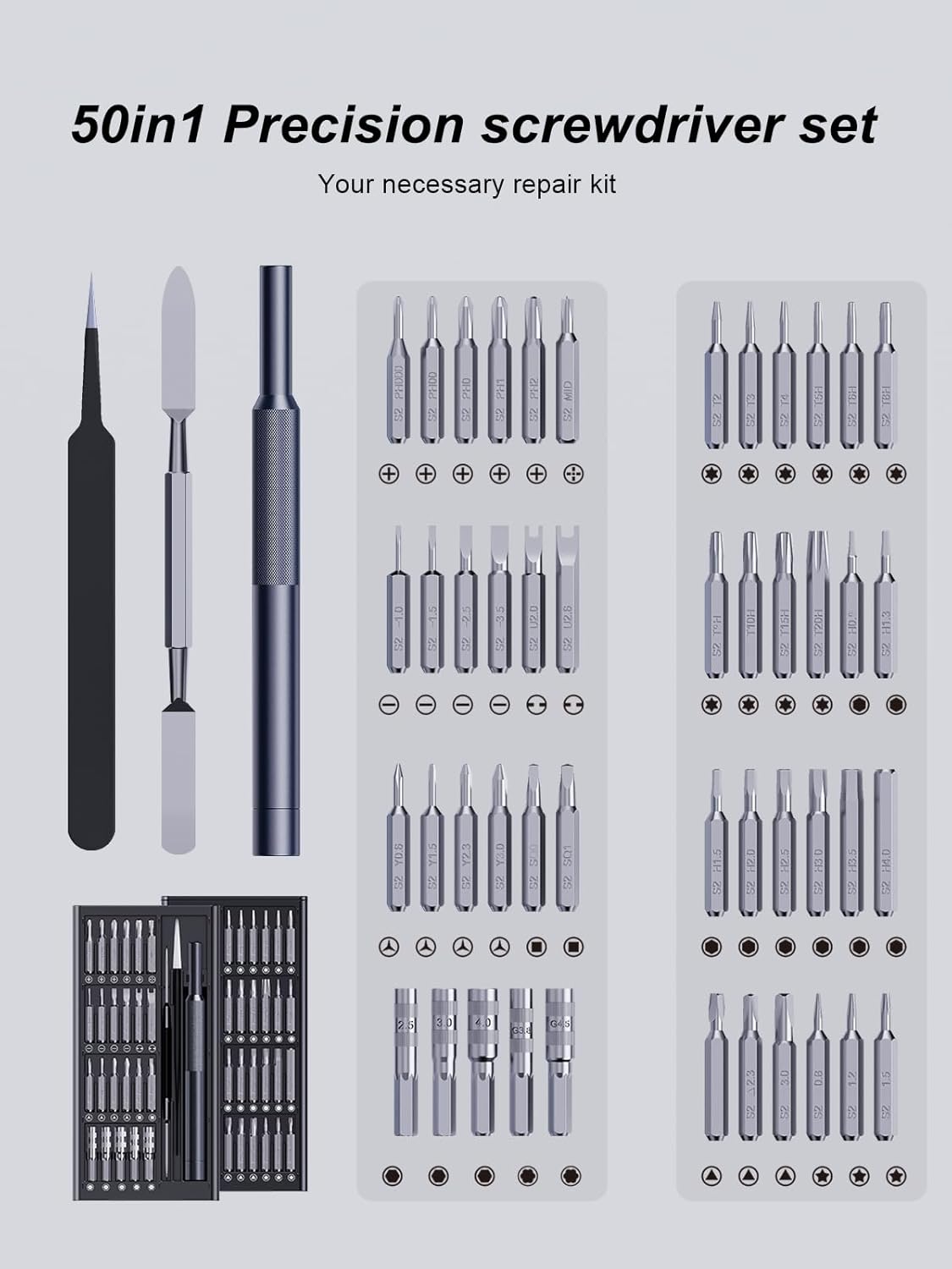 AXTH 50-in-1 Precision Screwdriver Set, Professional Small Repair Tool