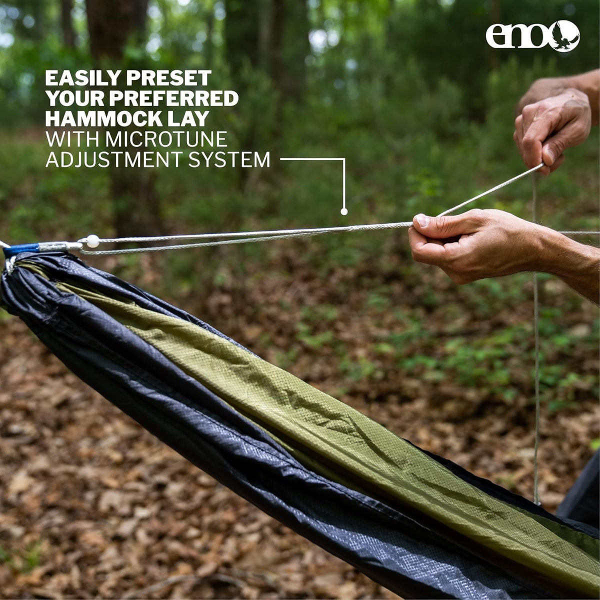 ENO Microtune Structural Ridgeline - Camping Hammock Travel Essentials - Hammock Cord for Preset Lay - Compatible with 1 to 2 Person Portable Hammocks - Sapphire/Grey