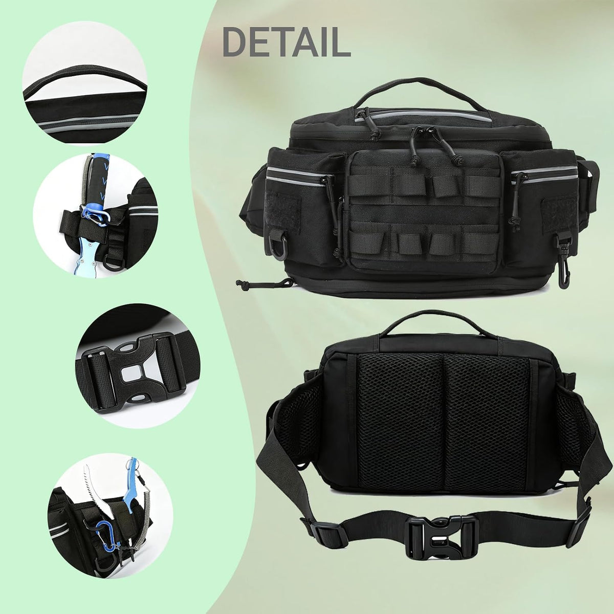 Tactical Fanny Pack ，Utility Bags Military Waist Bag Pack Hip Belt Bumbag for Men Women Fishing Hiking Hunting with Patch (LightBlue)
